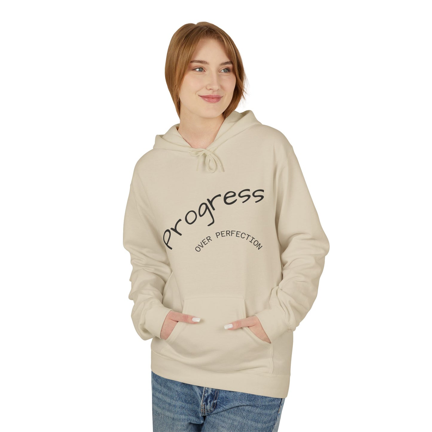 Progress Over Perfection Hoodie, Cozy Fleece Sweatshirt for Self-Care, Unisex Gift for Motivation, Self-Improvement, Relaxation Wear