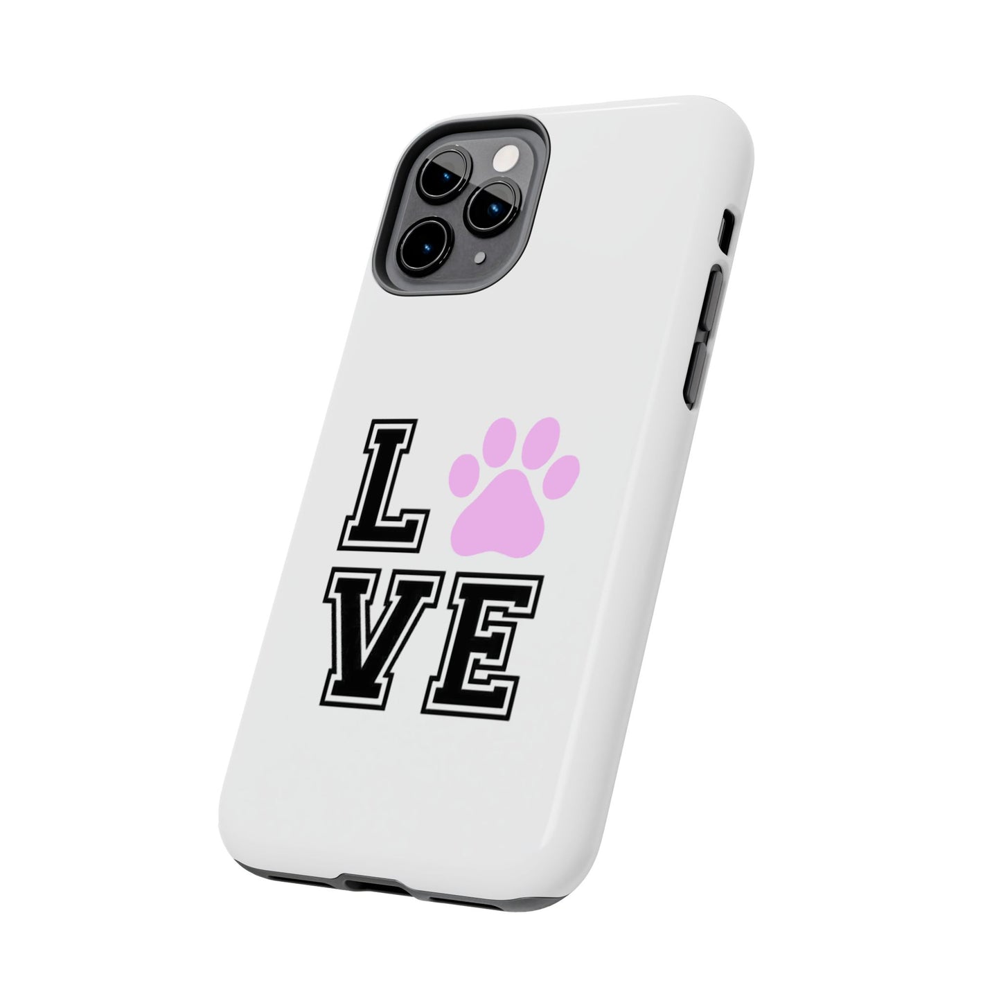 Love Pink Paw Print - Tough iPhone Cases - Choose your Size