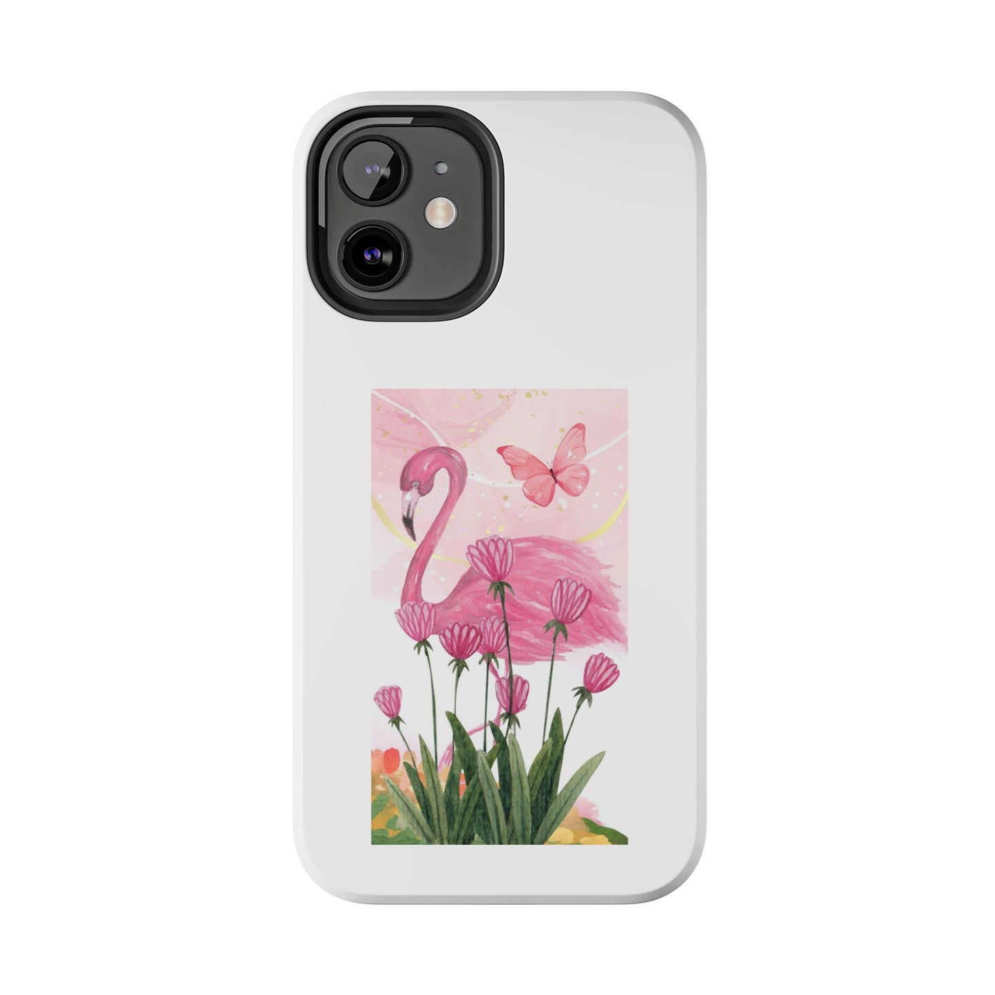 Flamingo & Butterfly - Tough iPhone Cases - Choose your Size
