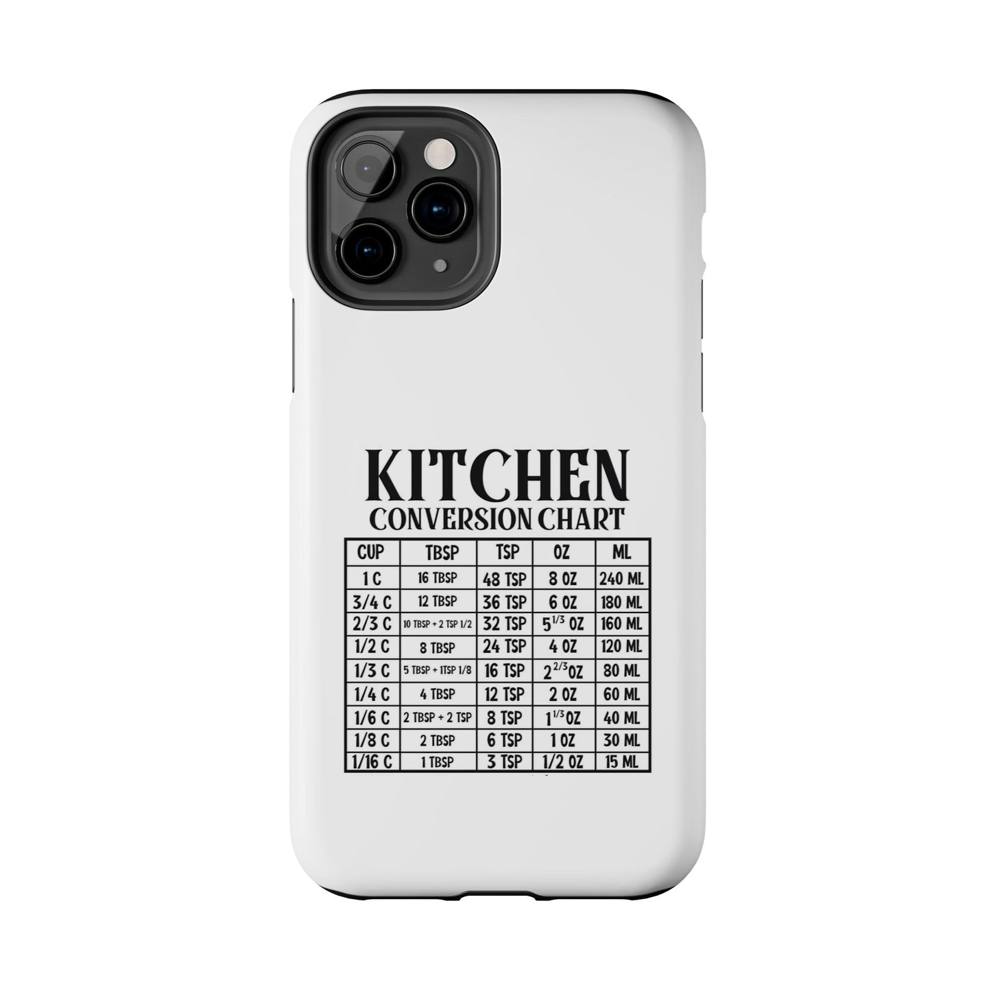 Kitchen Conversion Chart - Tough iPhone Cases - Choose your Size