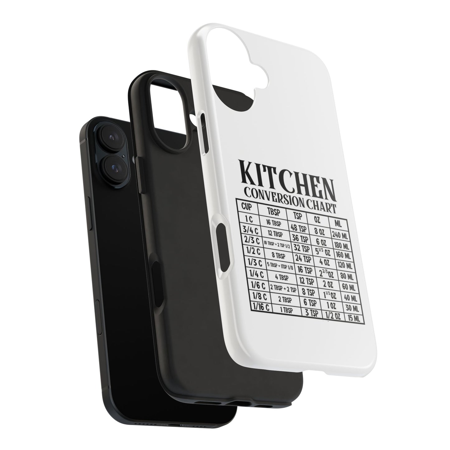 Kitchen Conversion Chart - Tough iPhone Cases - Choose your Size