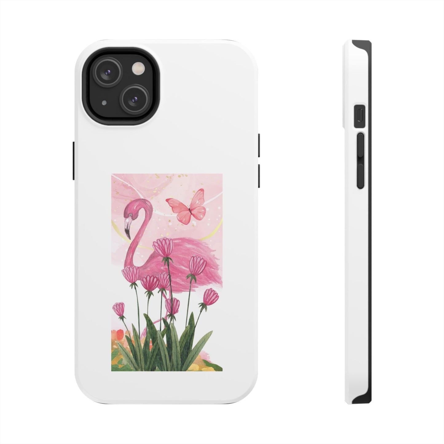 Flamingo & Butterfly - Tough iPhone Cases - Choose your Size
