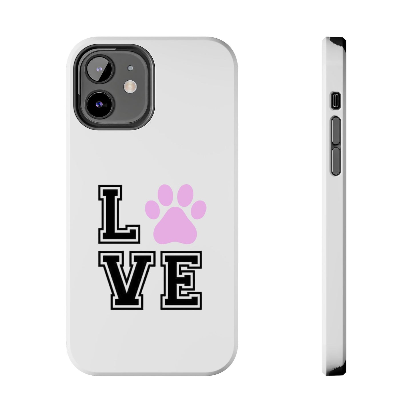 Love Pink Paw Print - Tough iPhone Cases - Choose your Size