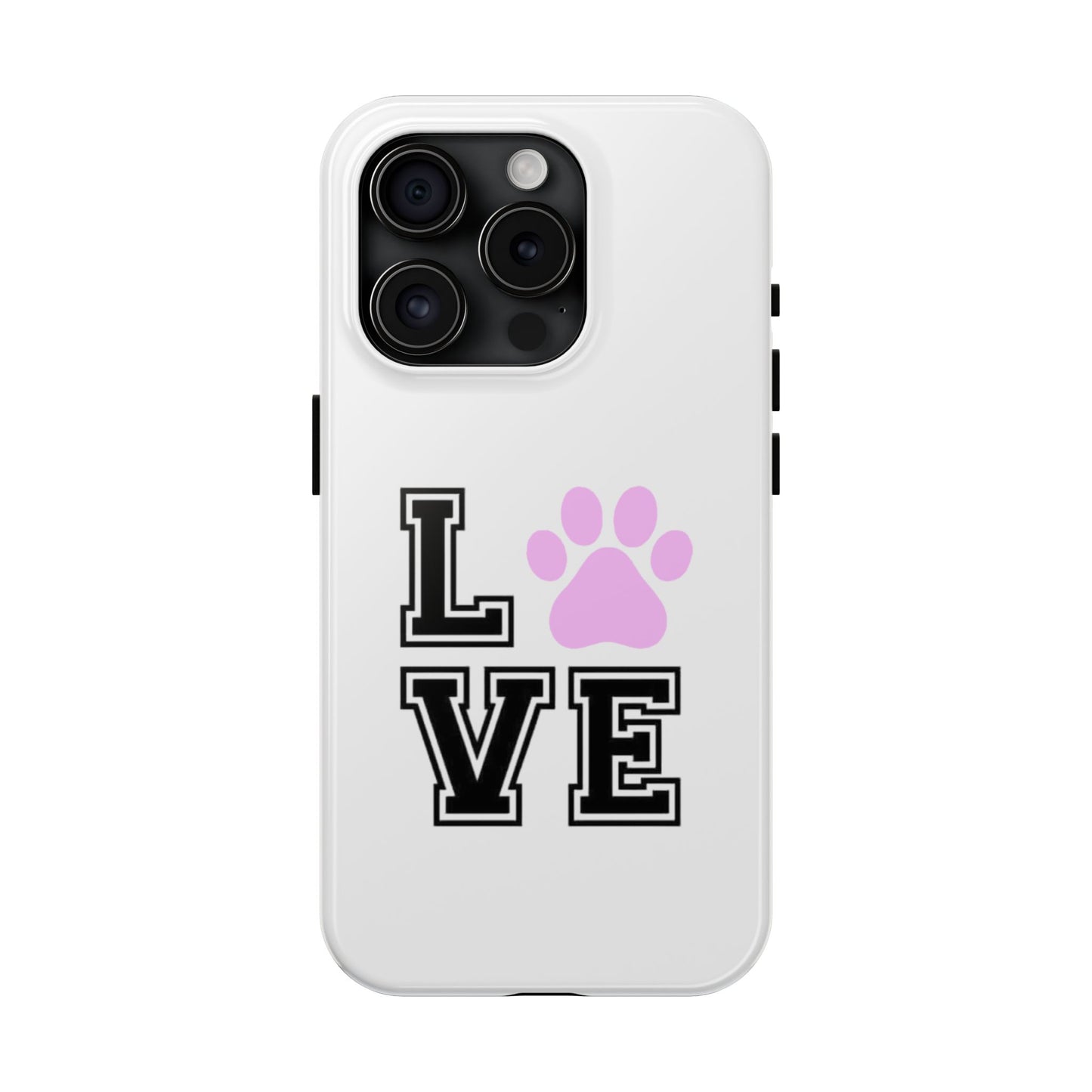 Love Pink Paw Print - Tough iPhone Cases - Choose your Size
