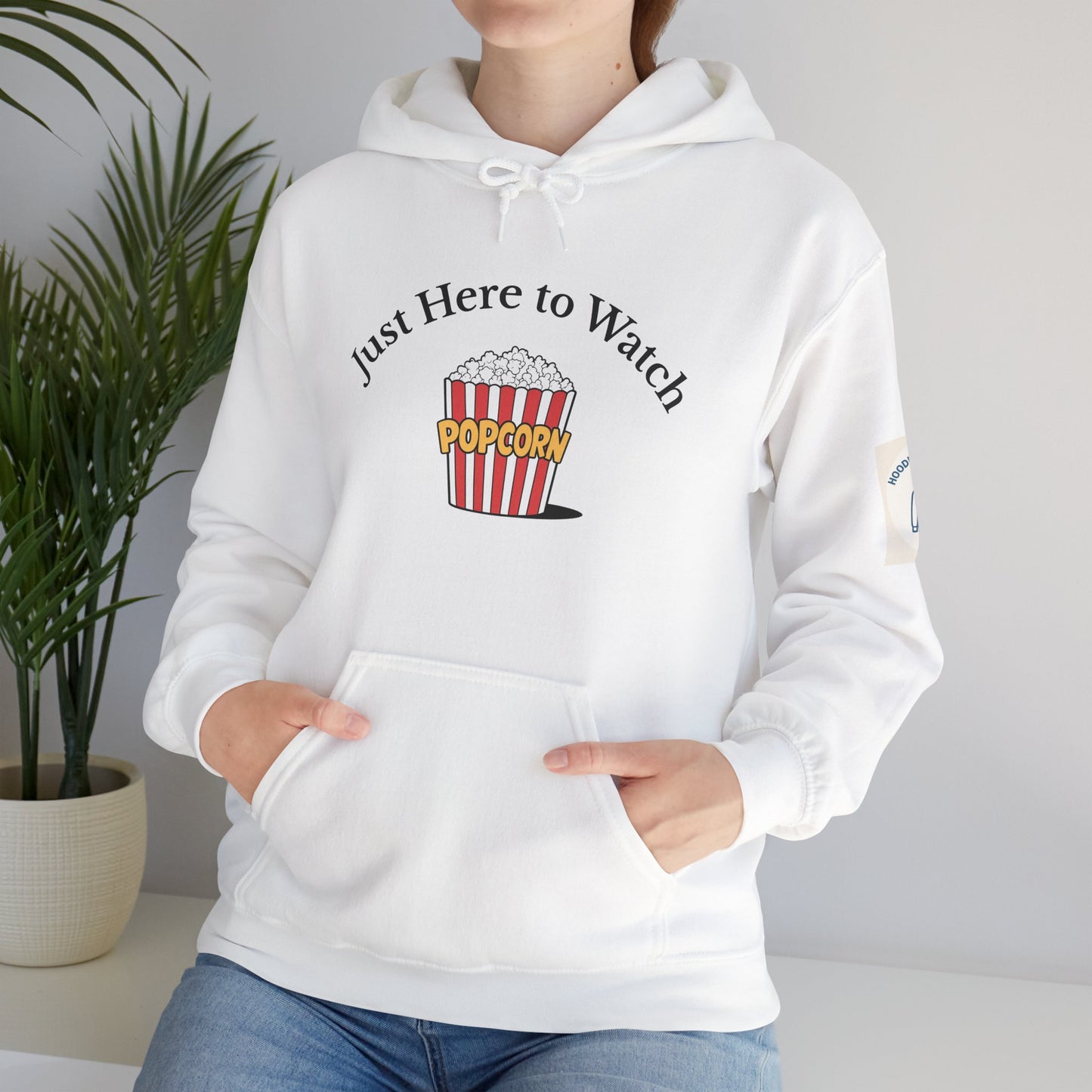 Just Here to Watch Hoodie - Comfy Popcorn Sweatshirt, Chill Watching Sweatshirt, Gift for Film Buff, Cozy Movie Night Essentials