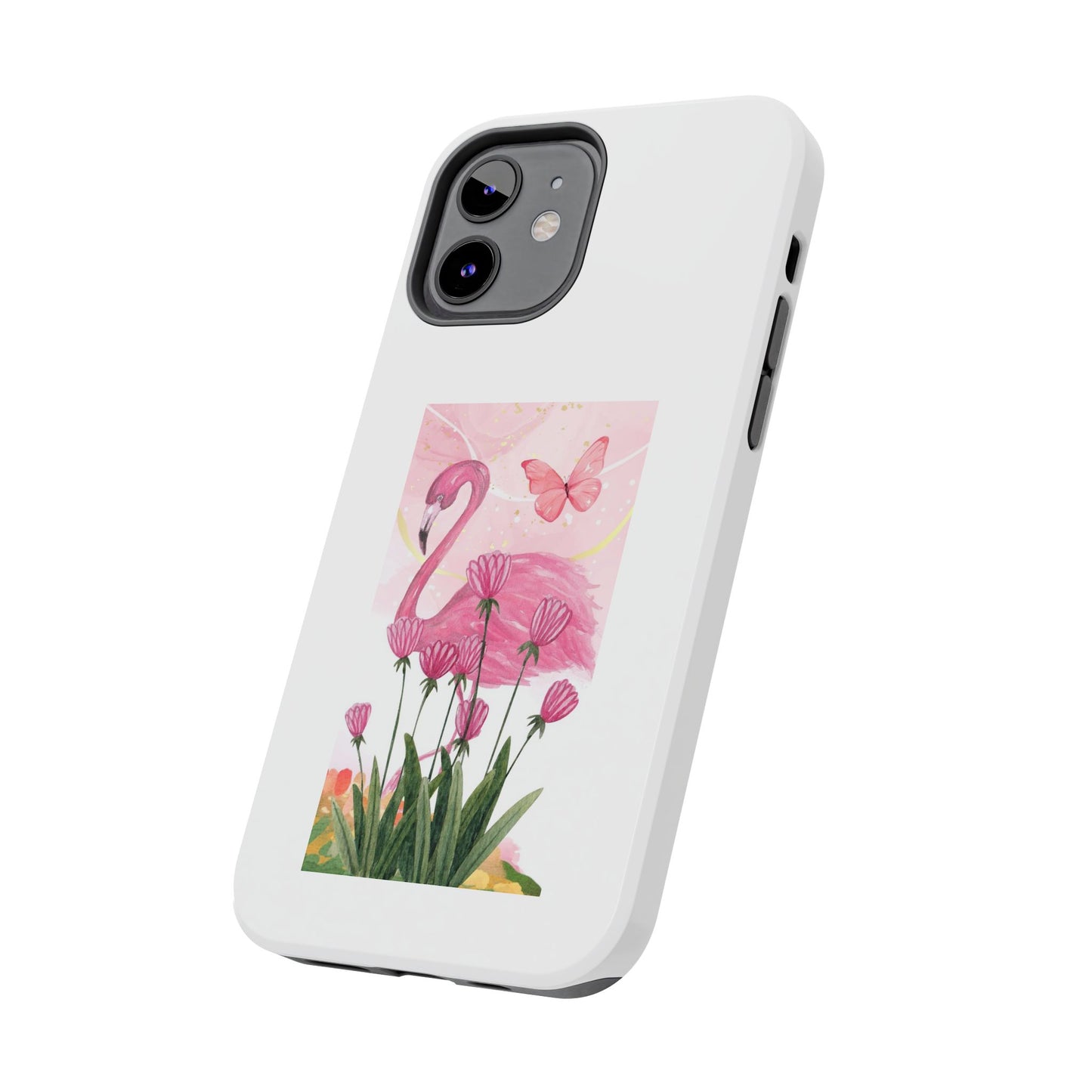 Flamingo & Butterfly - Tough iPhone Cases - Choose your Size