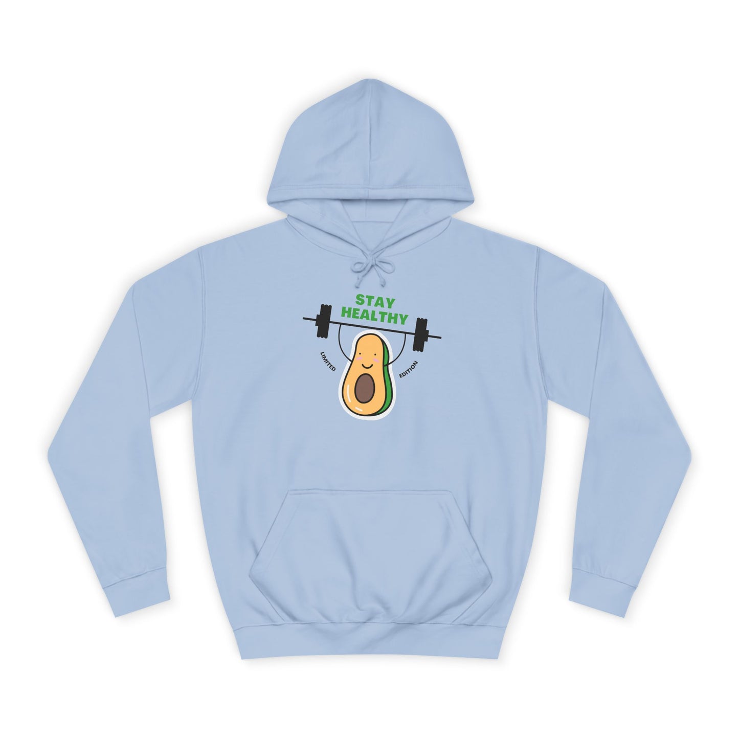 Funny Avocado Gym Hoodie, Stay Healthy Gift, Unisex Workout Sweatshirt, College Student Apparel, Fitness Motivational Wear