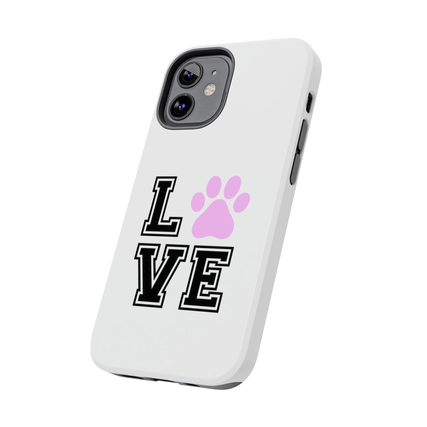 Love Pink Paw Print - Tough iPhone Cases - Choose your Size