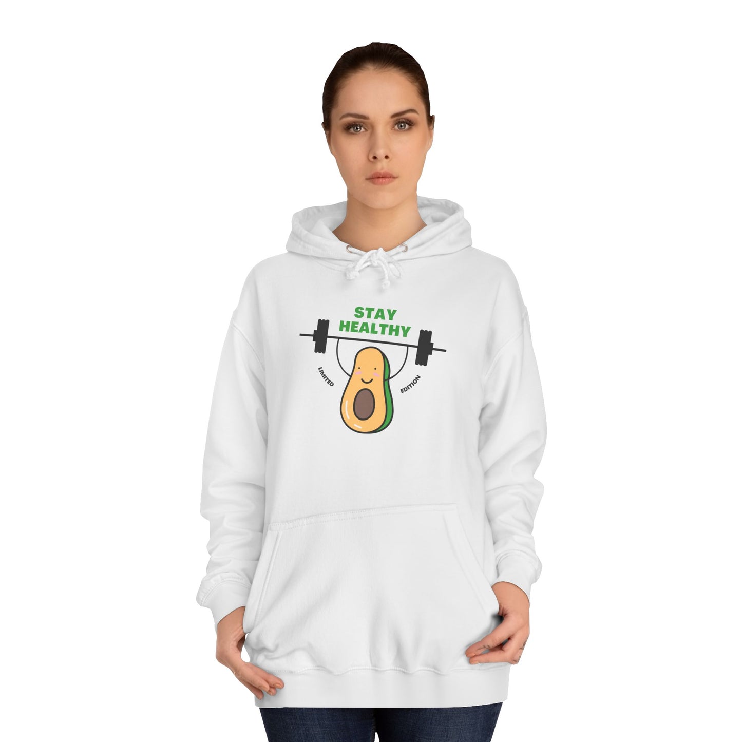 Funny Avocado Gym Hoodie, Stay Healthy Gift, Unisex Workout Sweatshirt, College Student Apparel, Fitness Motivational Wear