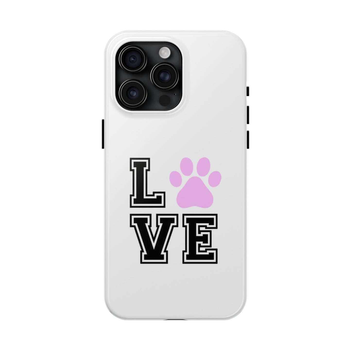 Love Pink Paw Print - Tough iPhone Cases - Choose your Size