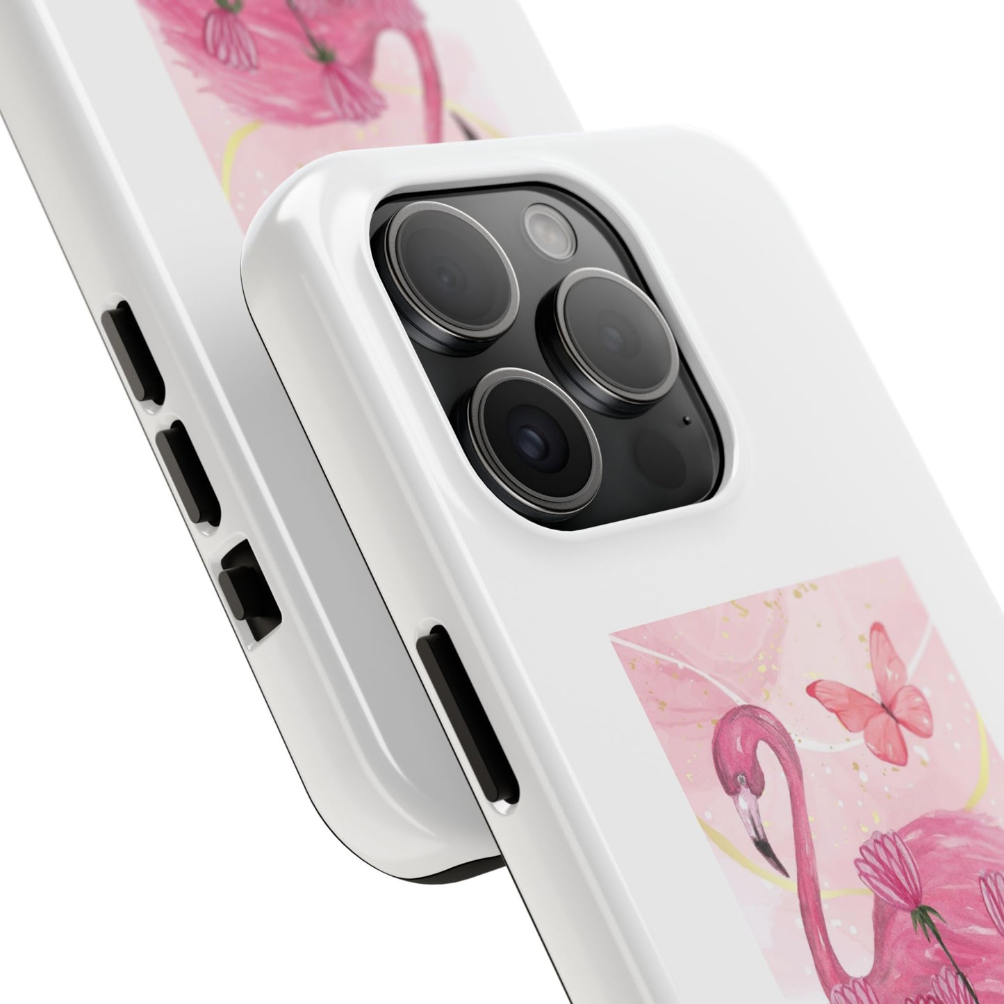 Flamingo & Butterfly - Tough iPhone Cases - Choose your Size
