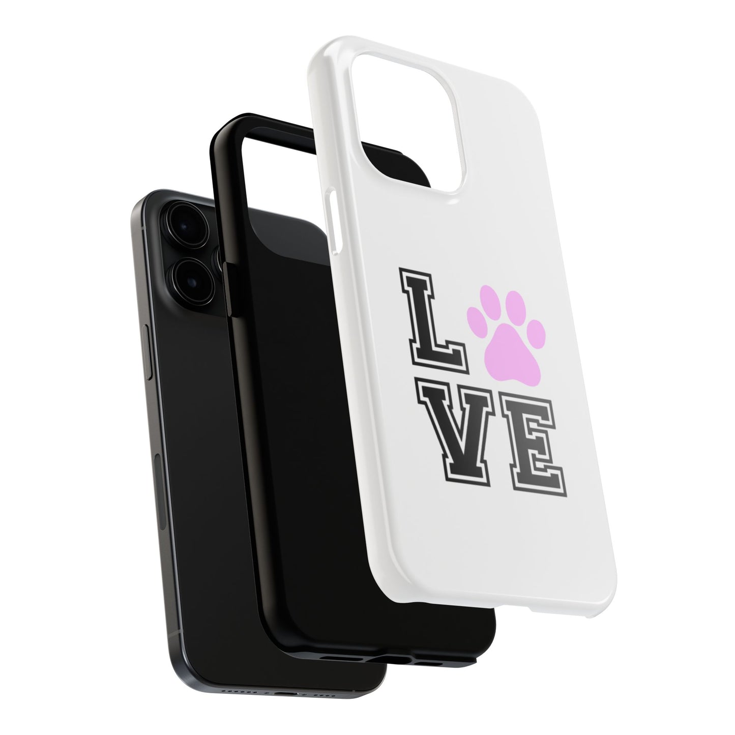 Love Pink Paw Print - Tough iPhone Cases - Choose your Size