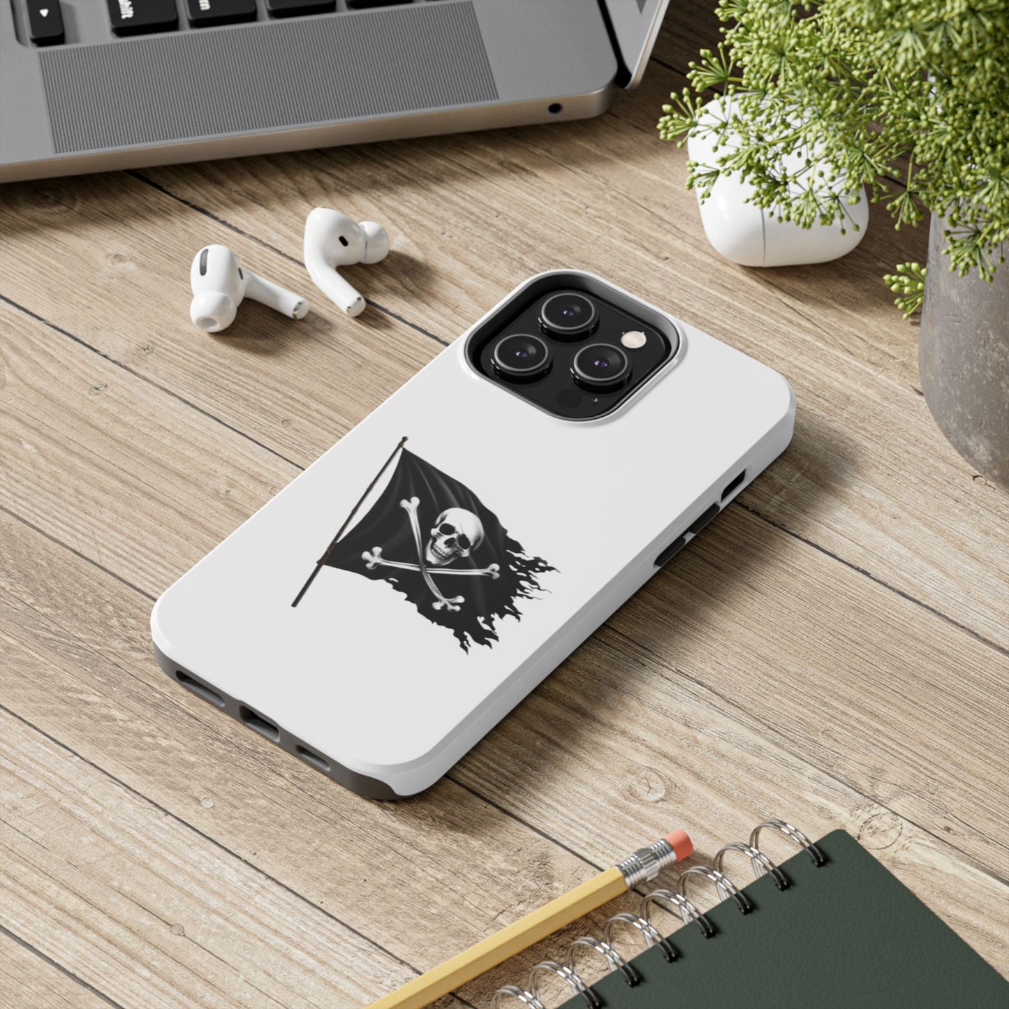 Black Skull Pirate Flag - Tough iPhone Cases - Choose your Size