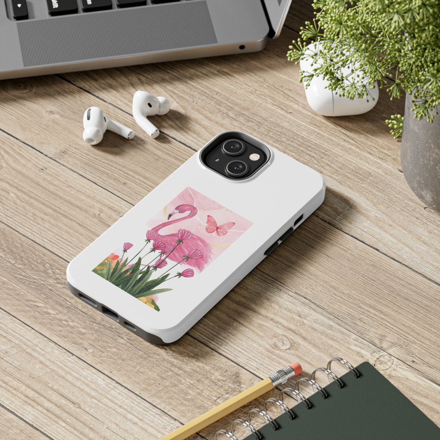 Flamingo & Butterfly - Tough iPhone Cases - Choose your Size