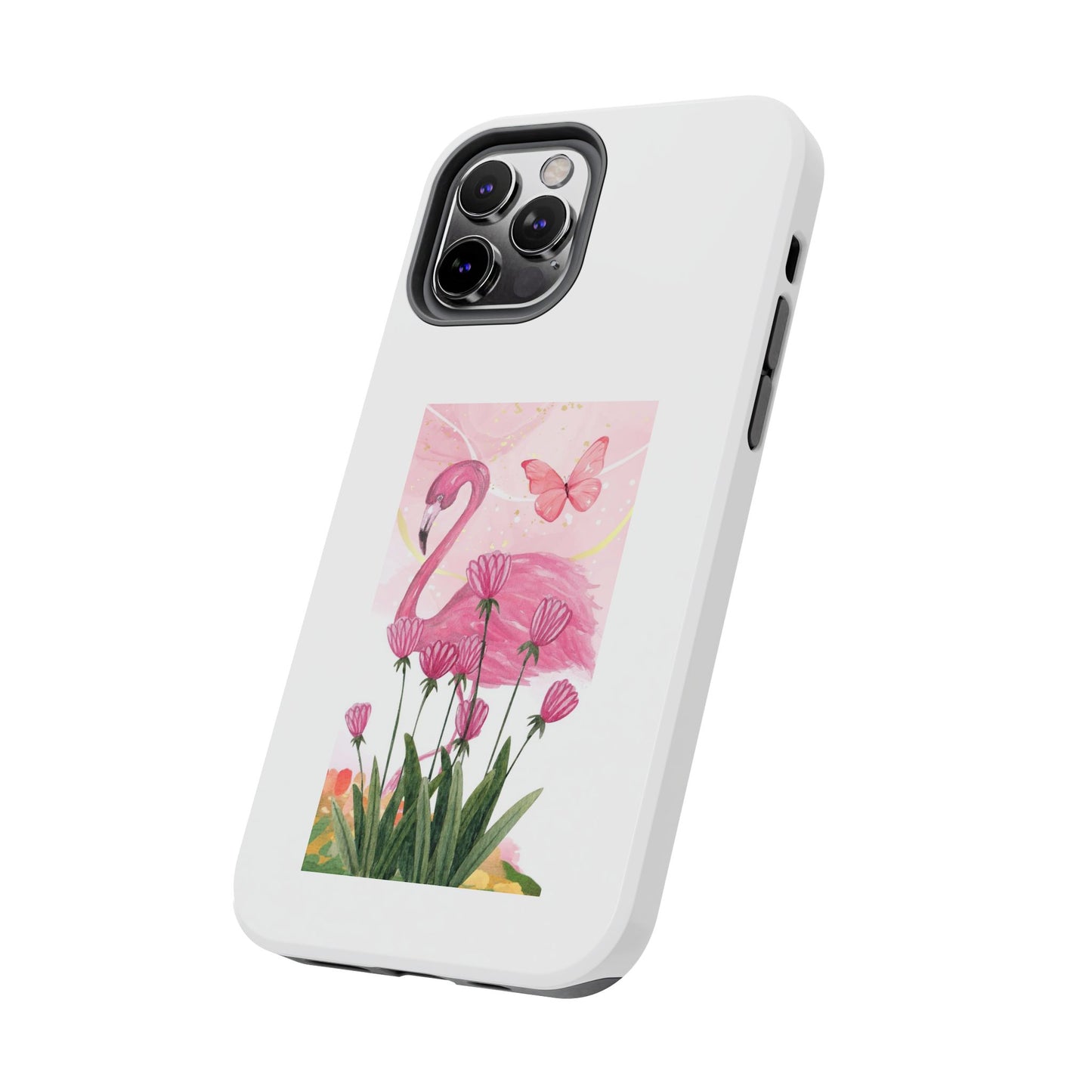 Flamingo & Butterfly - Tough iPhone Cases - Choose your Size