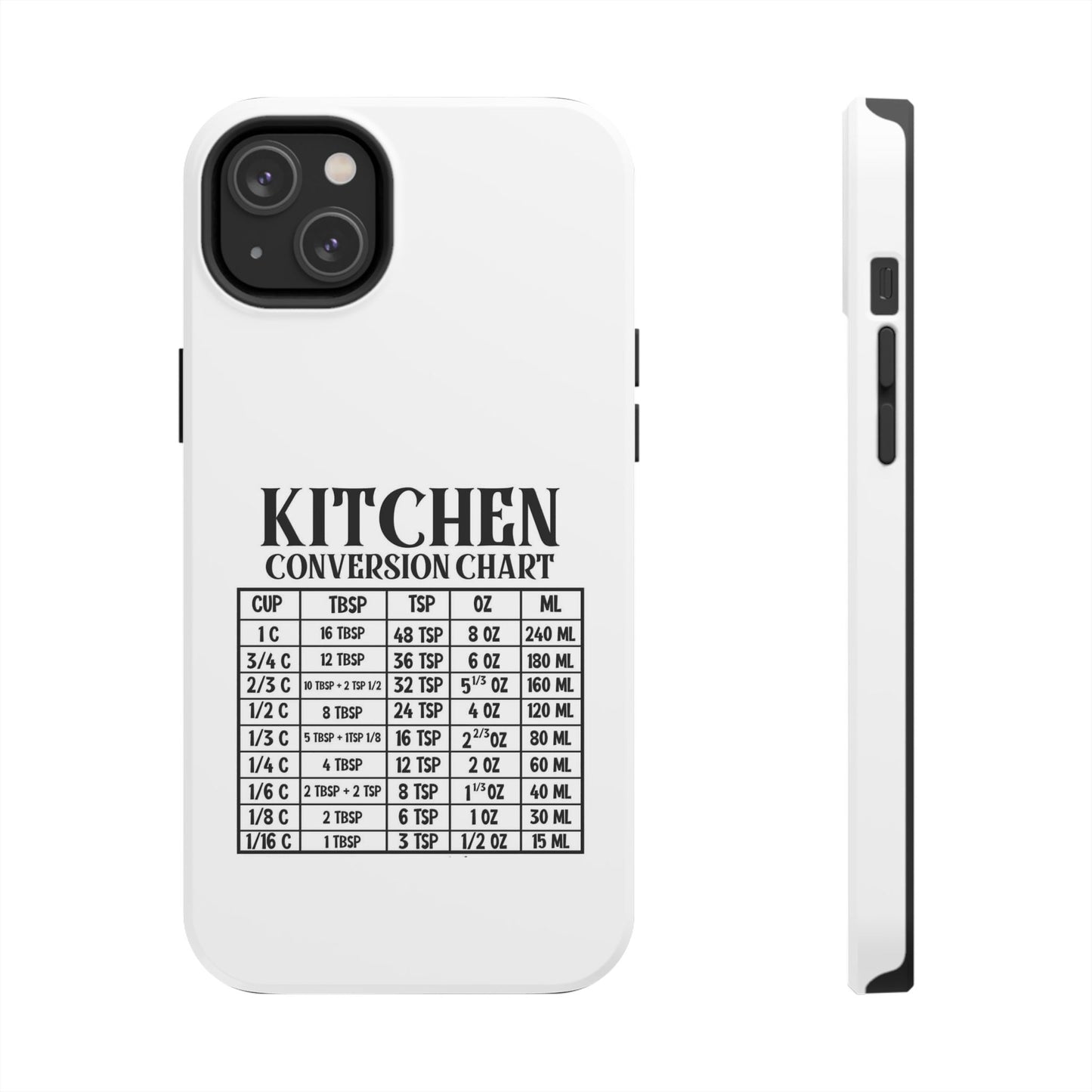 Kitchen Conversion Chart - Tough iPhone Cases - Choose your Size