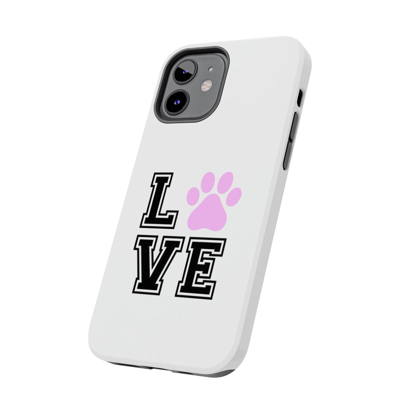 Love Pink Paw Print - Tough iPhone Cases - Choose your Size