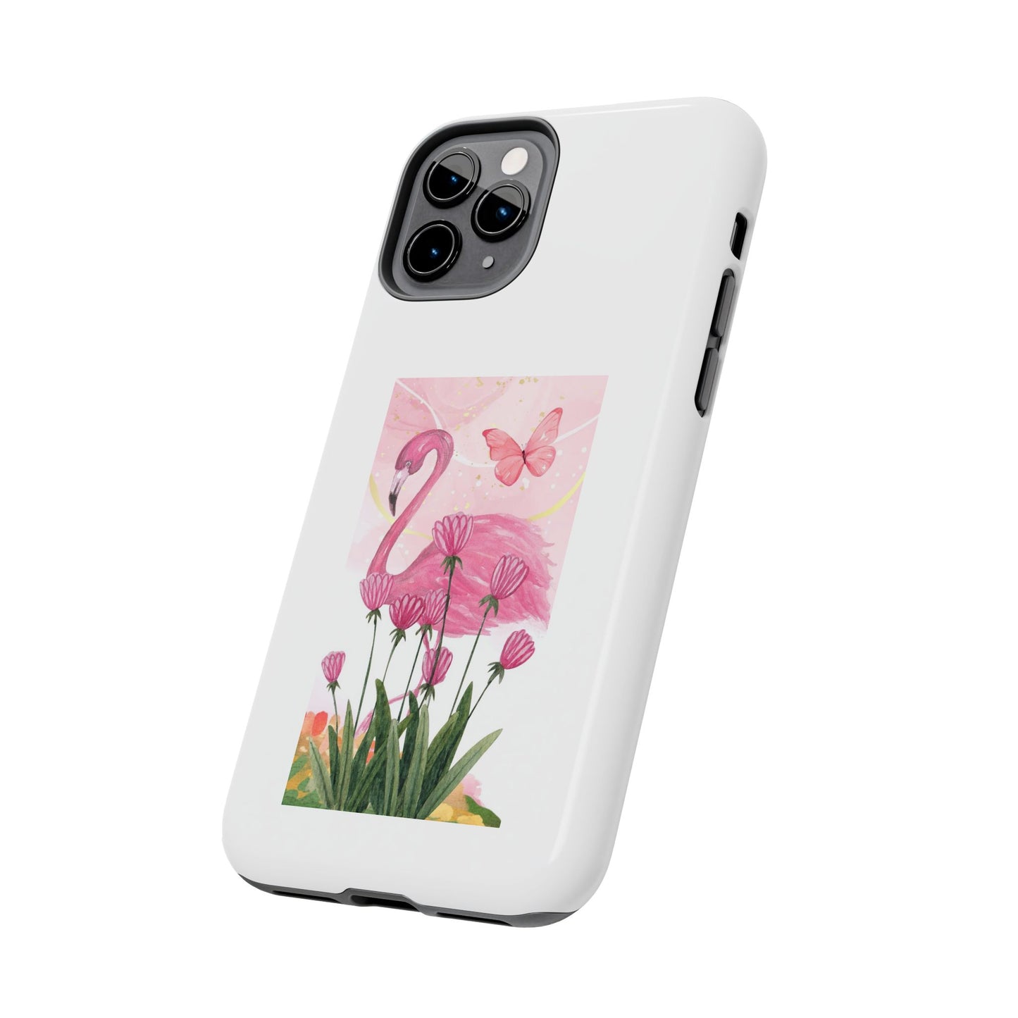 Flamingo & Butterfly - Tough iPhone Cases - Choose your Size