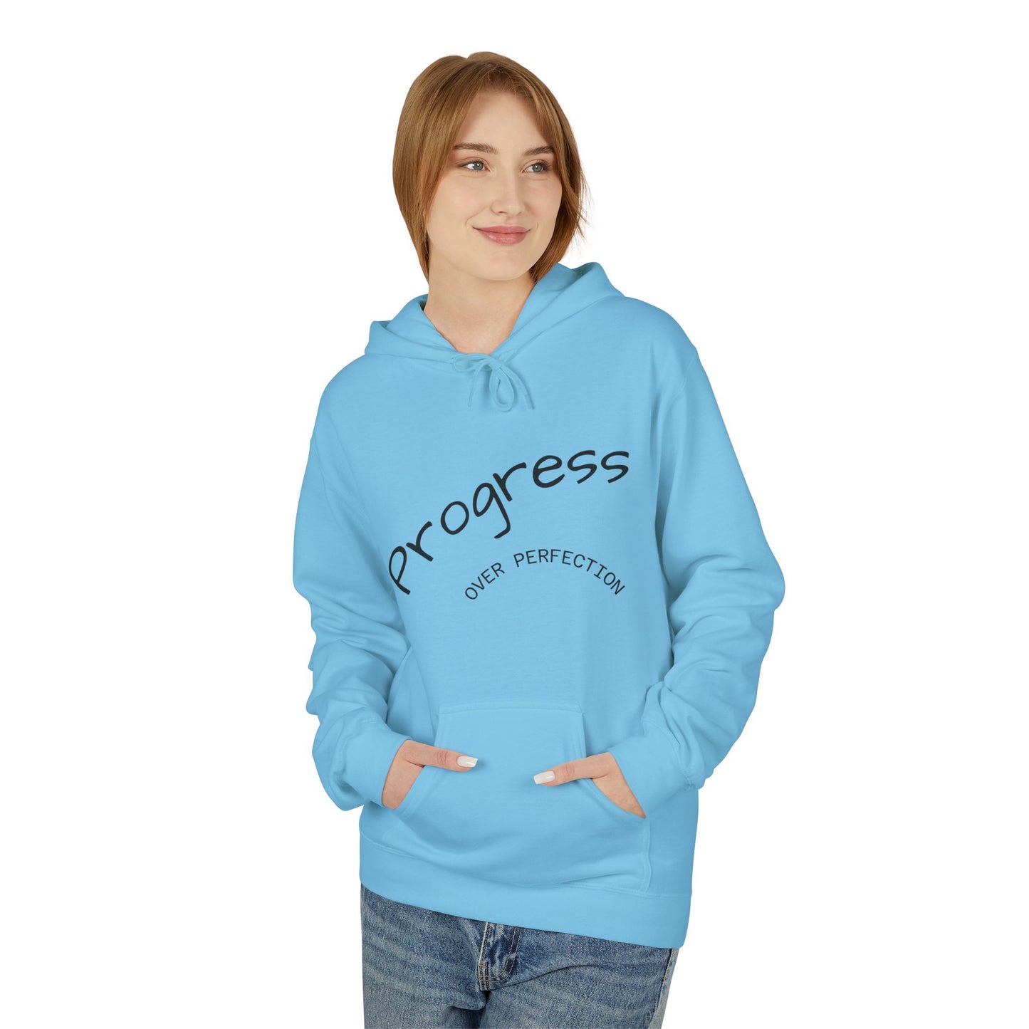 Progress Over Perfection Hoodie, Cozy Fleece Sweatshirt for Self-Care, Unisex Gift for Motivation, Self-Improvement, Relaxation Wear