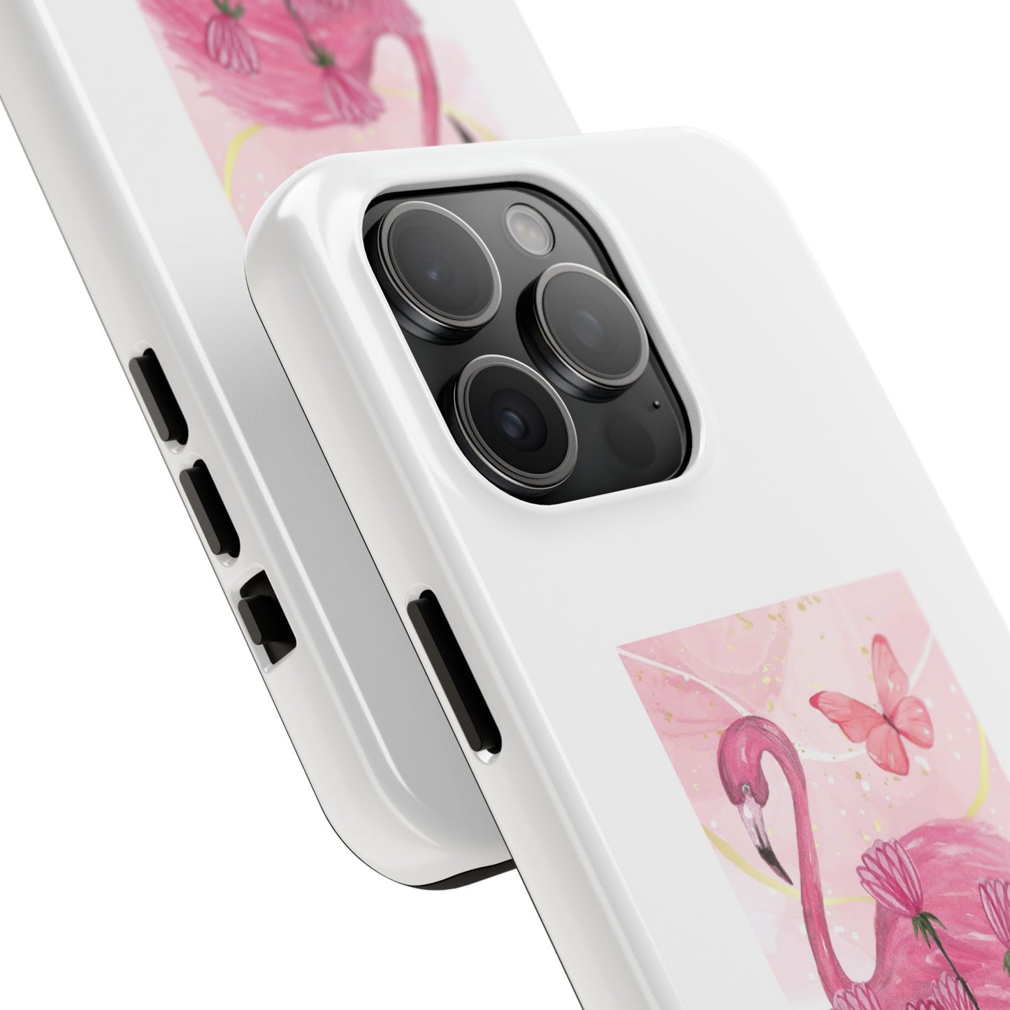 Flamingo & Butterfly - Tough iPhone Cases - Choose your Size