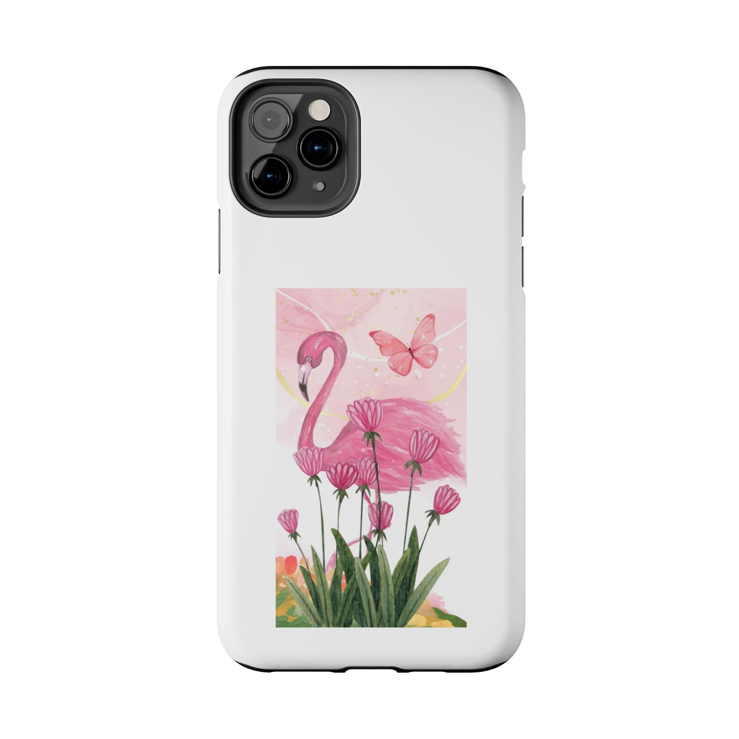 Flamingo & Butterfly - Tough iPhone Cases - Choose your Size