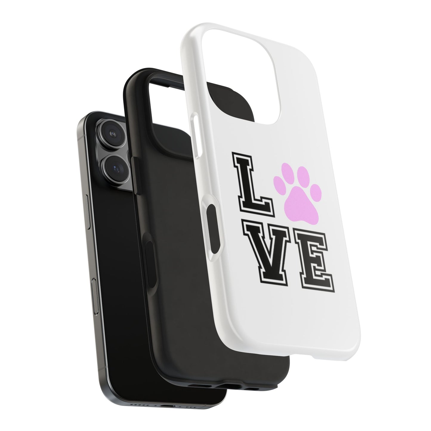 Love Pink Paw Print - Tough iPhone Cases - Choose your Size