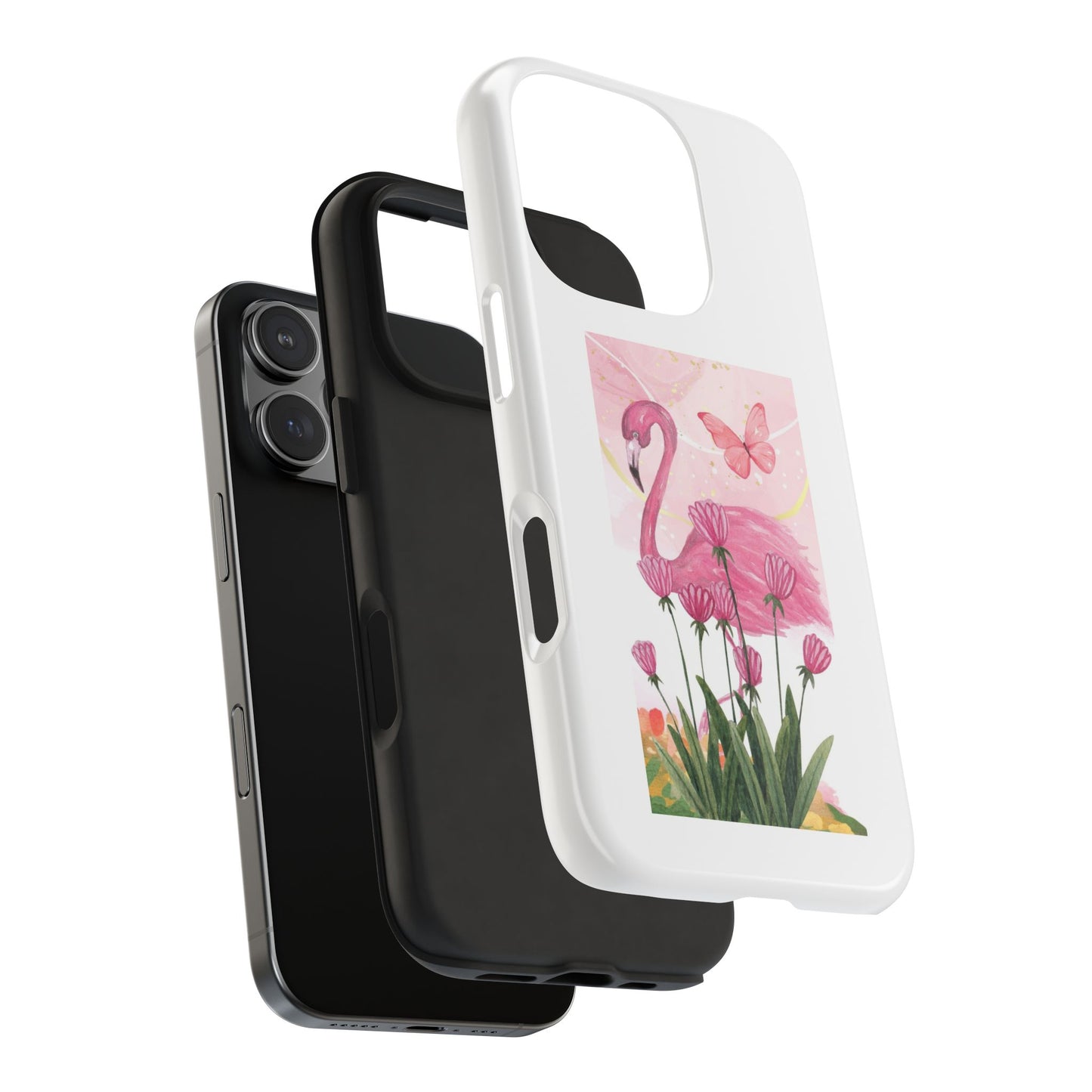 Flamingo & Butterfly - Tough iPhone Cases - Choose your Size