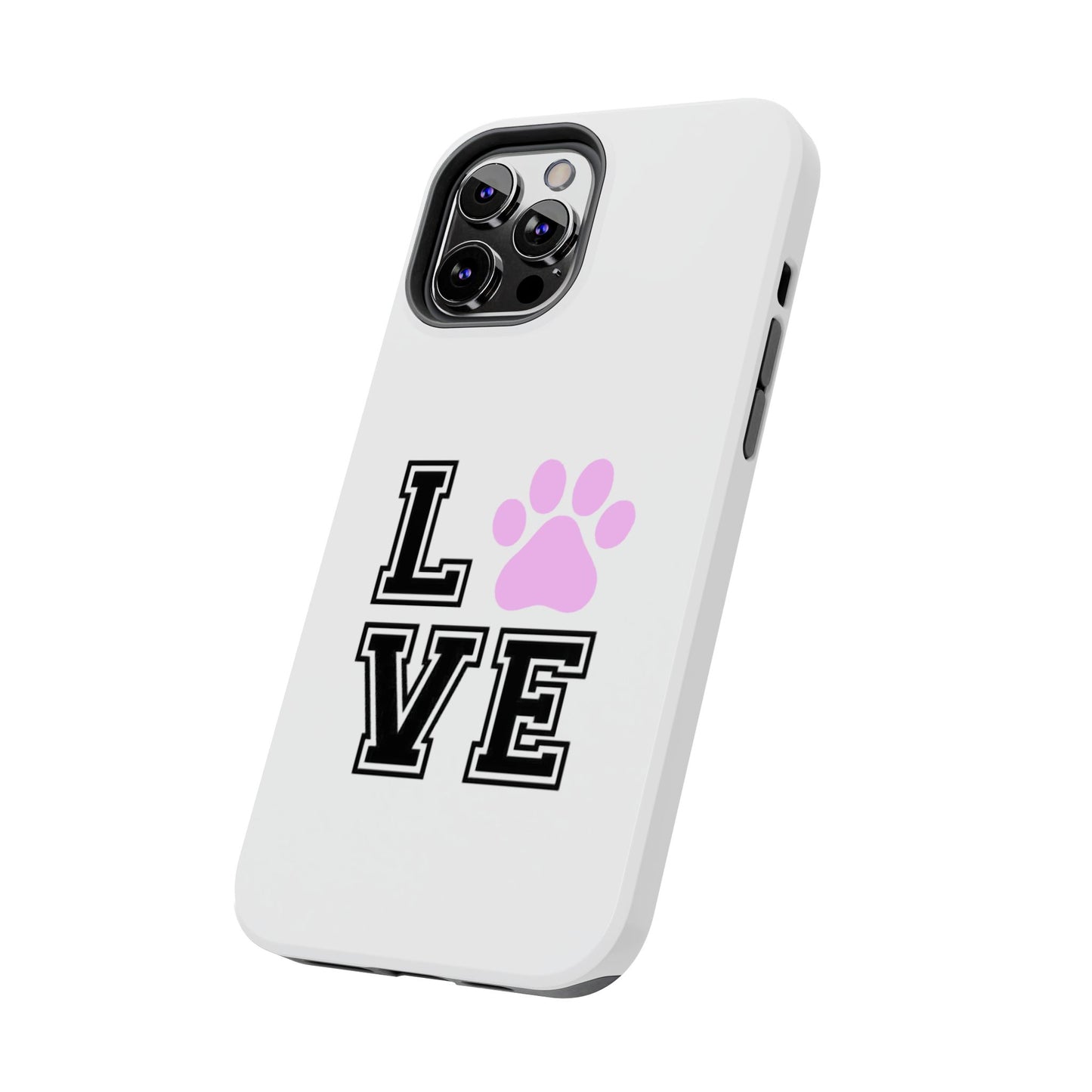 Love Pink Paw Print - Tough iPhone Cases - Choose your Size
