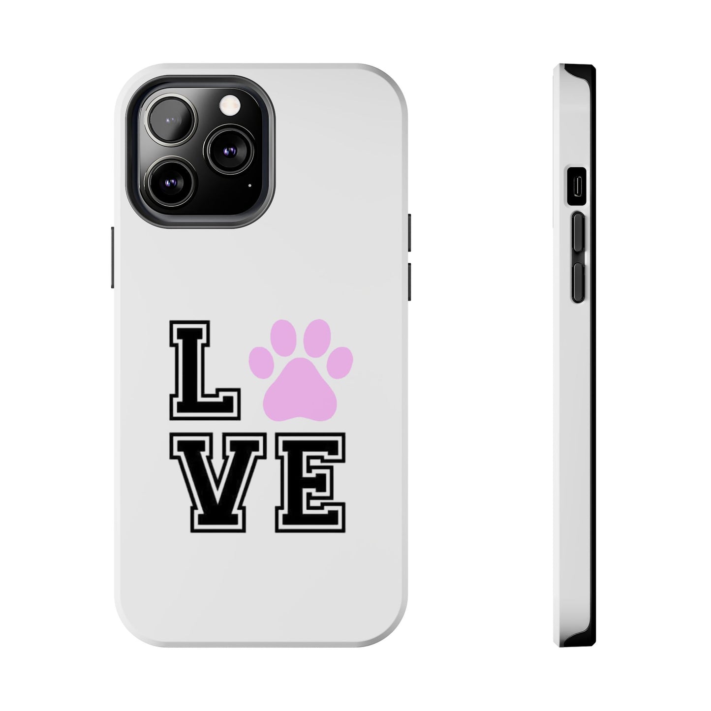Love Pink Paw Print - Tough iPhone Cases - Choose your Size