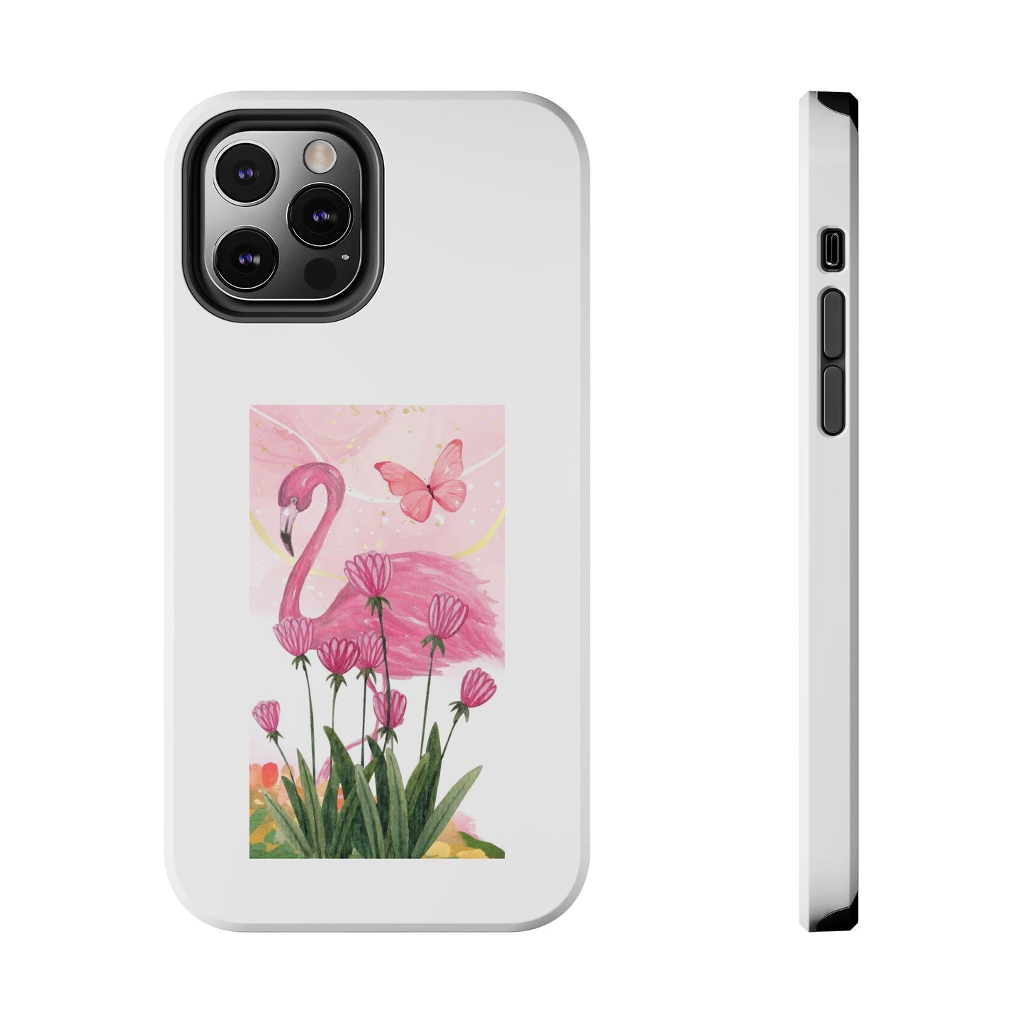 Flamingo & Butterfly - Tough iPhone Cases - Choose your Size