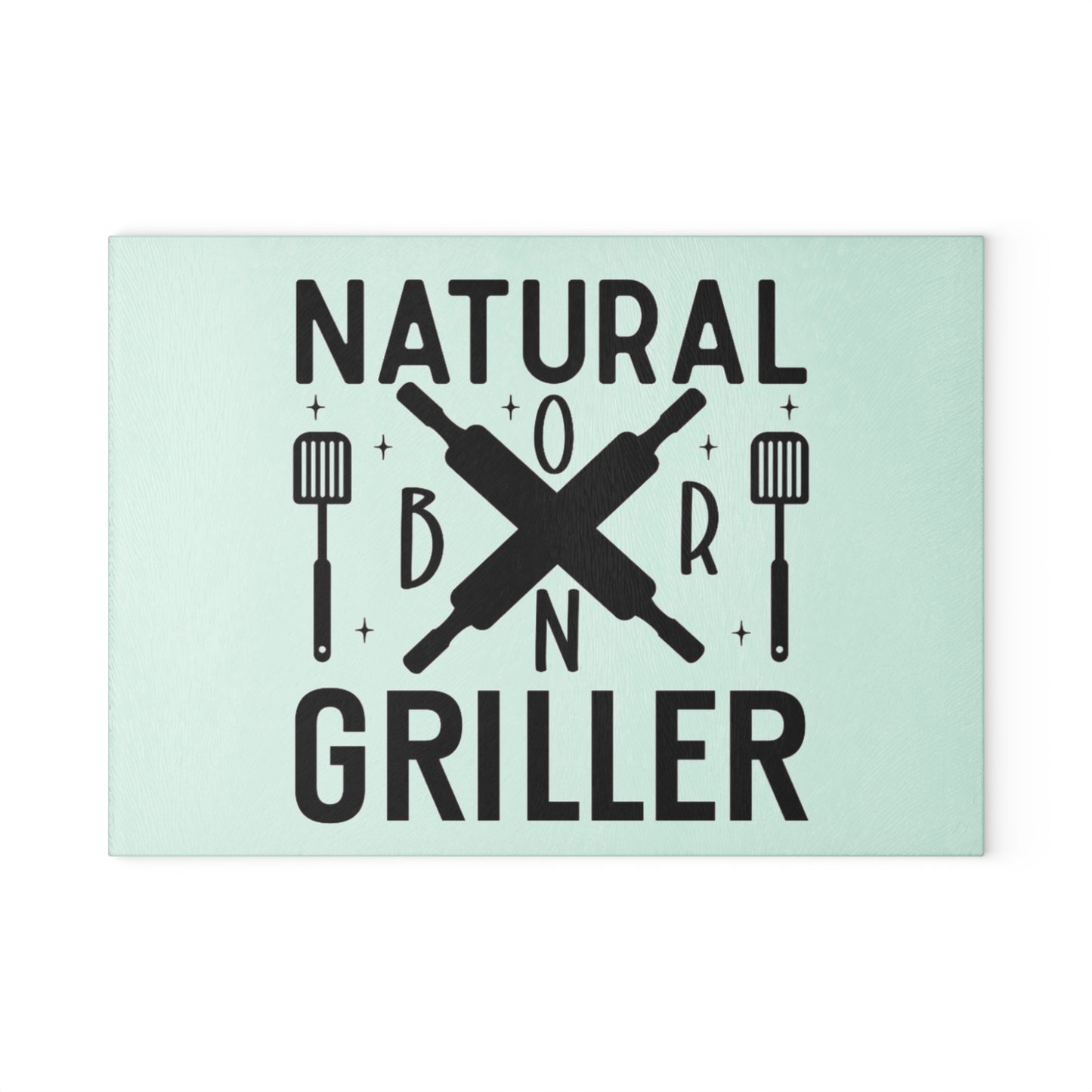 Natural Born Griller Glass Cutting Board, Kitchen Decor, Gift for Grill Lovers, Unique Cooking Gifts, Housewarming Gift