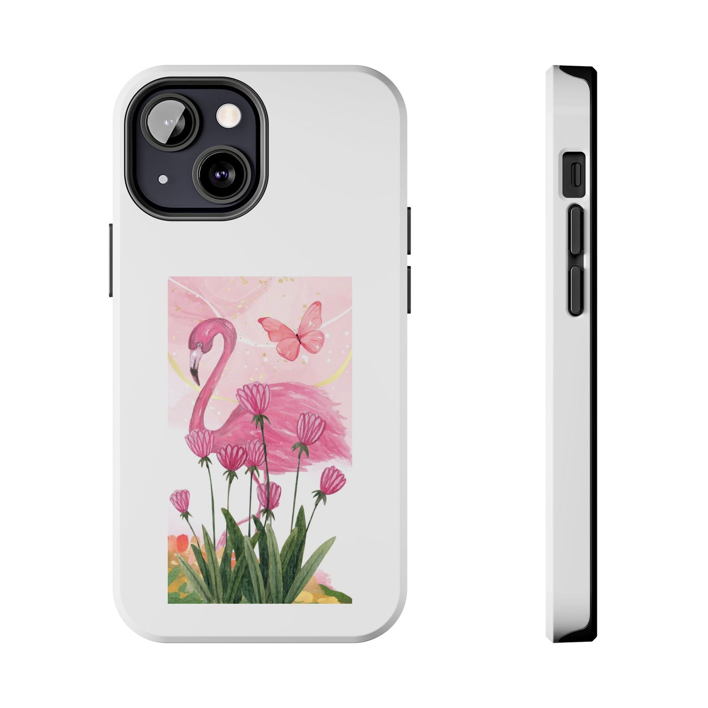 Flamingo & Butterfly - Tough iPhone Cases - Choose your Size