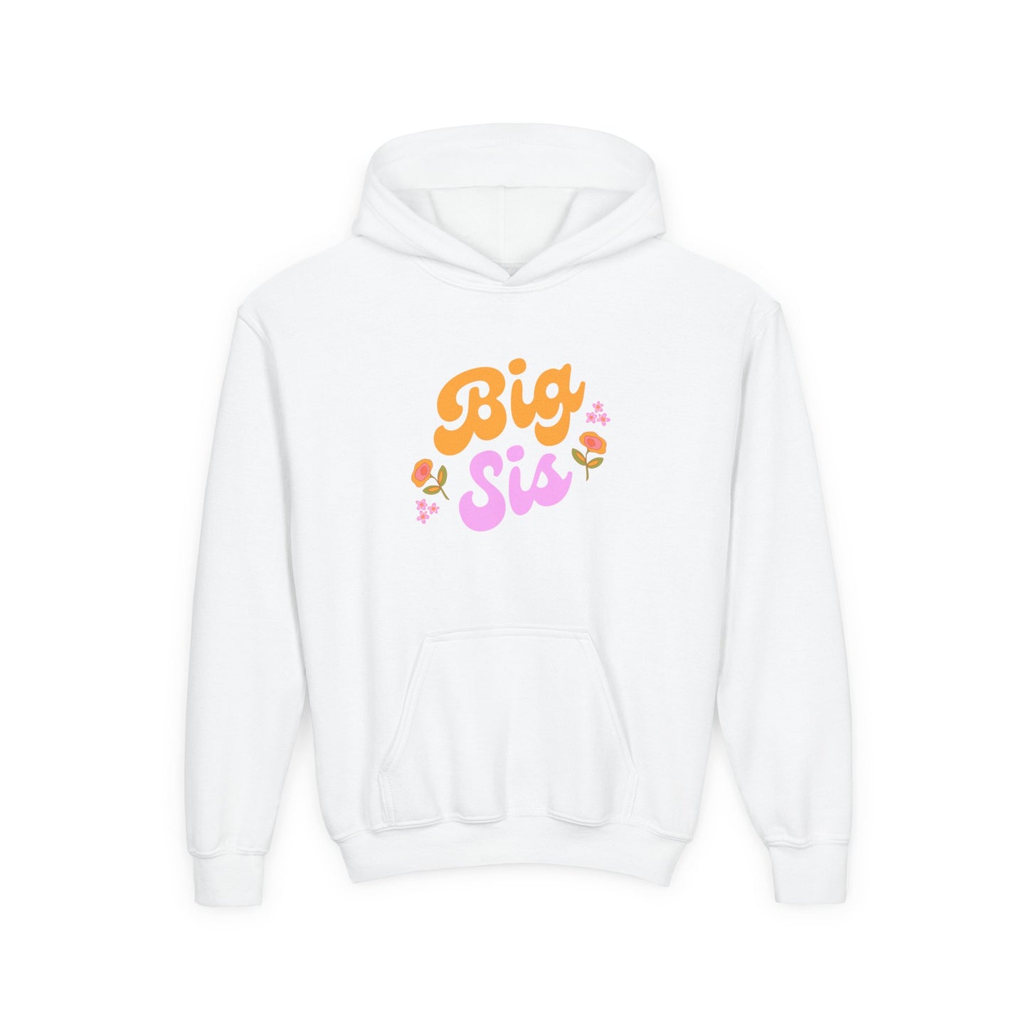 Big Sis Youth Hoodie - Cute Sister Sweatshirt, Big Sister Gift, Family Matching Hoodies, Kids Hoodie with Flower Design