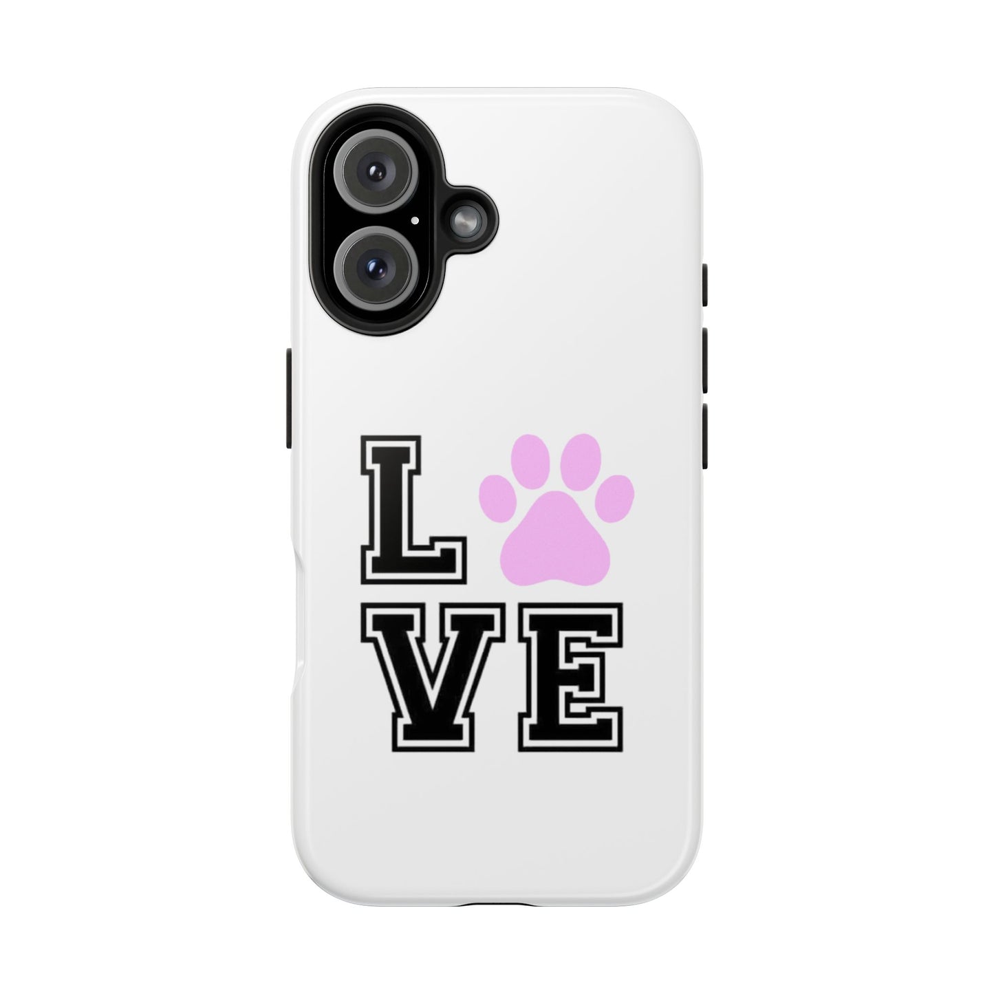 Love Pink Paw Print - Tough iPhone Cases - Choose your Size