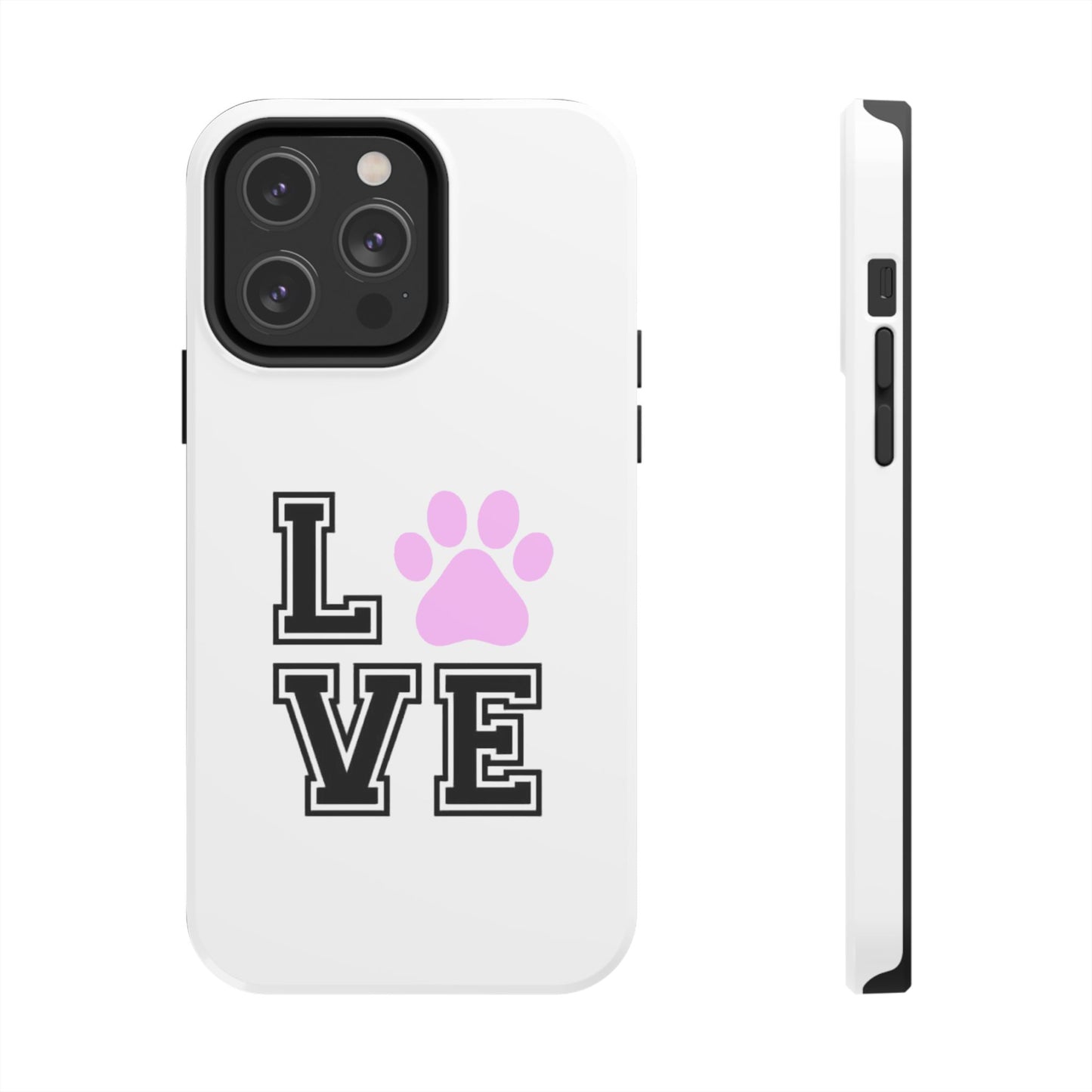 Love Pink Paw Print - Tough iPhone Cases - Choose your Size