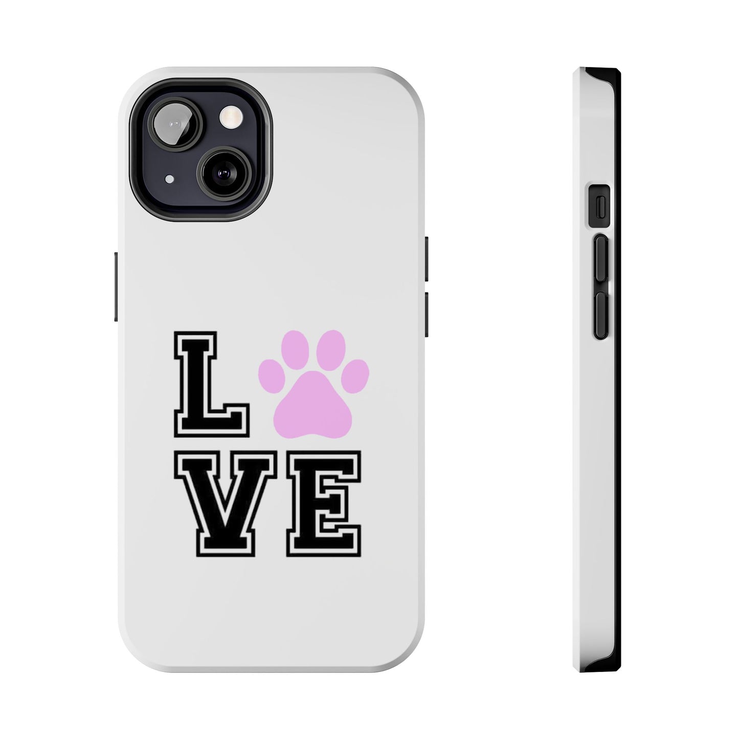 Love Pink Paw Print - Tough iPhone Cases - Choose your Size