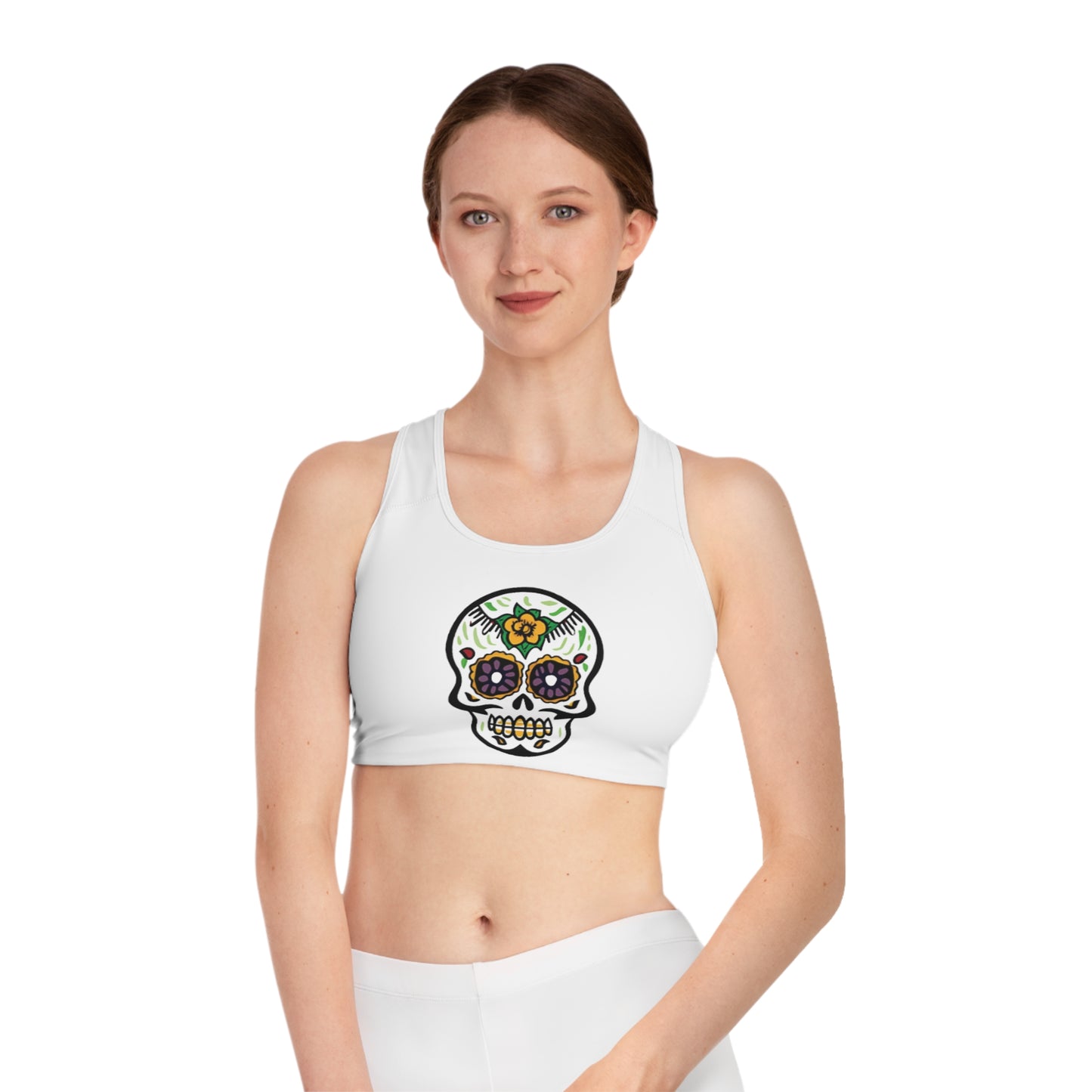 Hippie Skull - Sports Bra, Cute Workout Top, Fitness Apparel, Jeep Lover Gift, Activewear for the Gym or Yoga