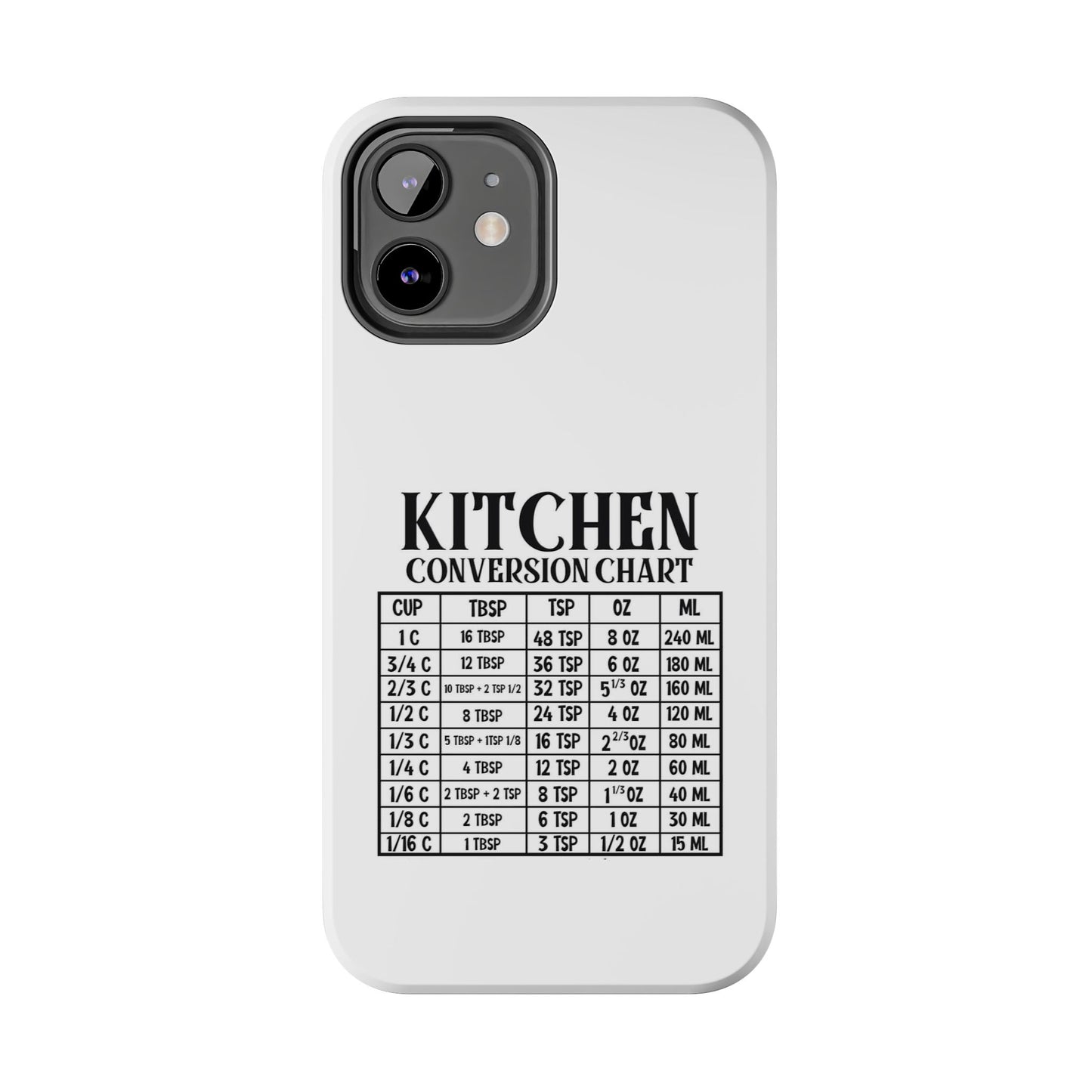 Kitchen Conversion Chart - Tough iPhone Cases - Choose your Size