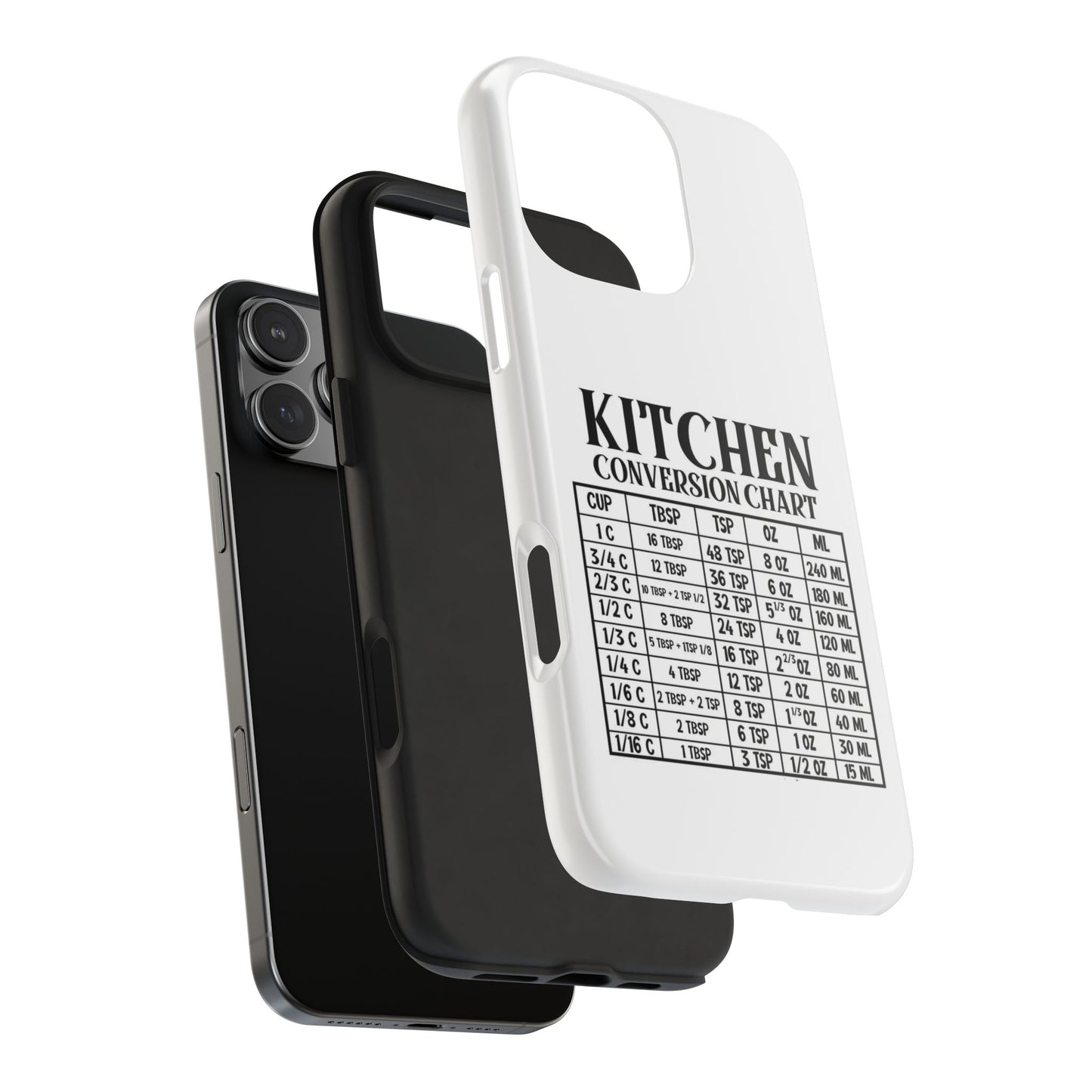 Kitchen Conversion Chart - Tough iPhone Cases - Choose your Size
