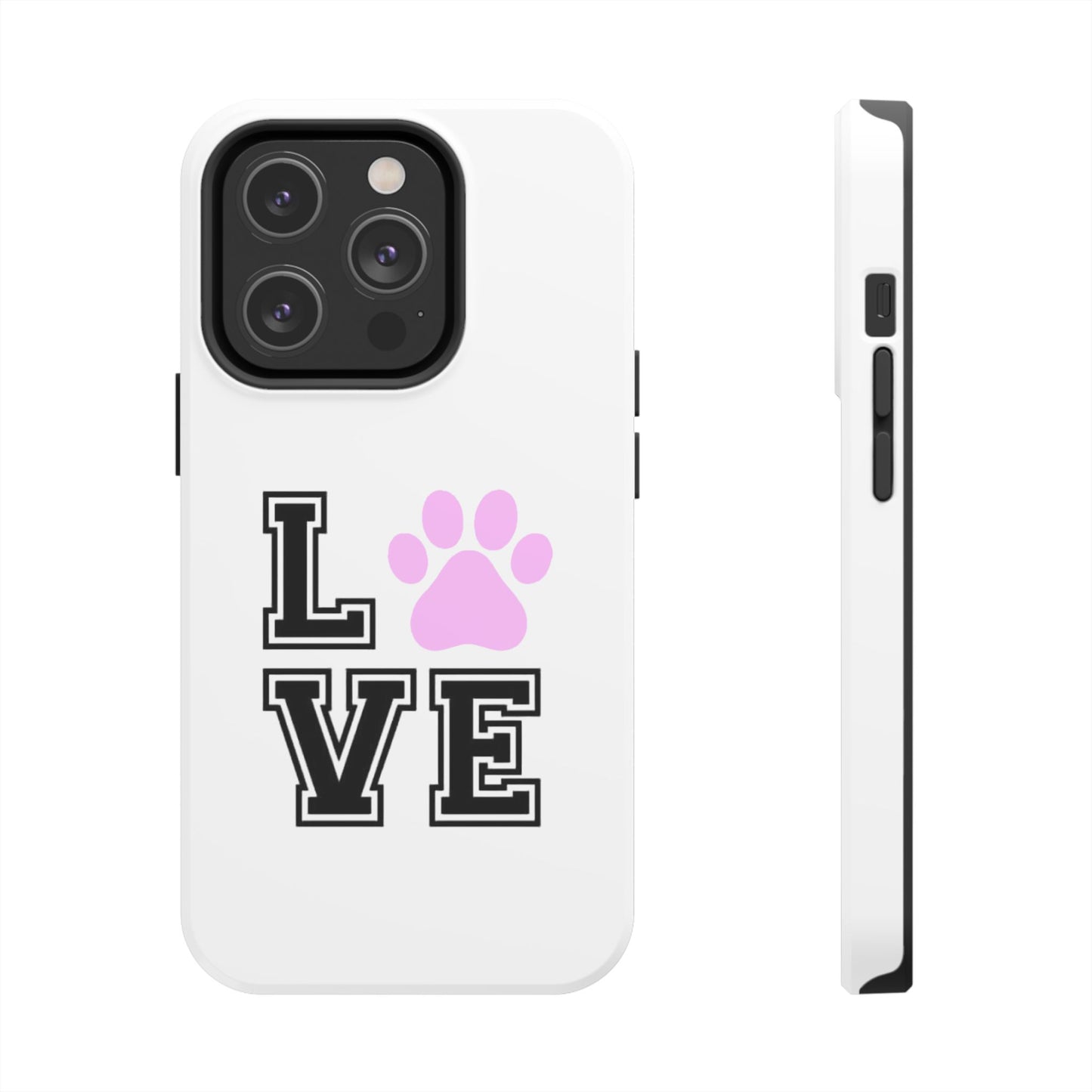 Love Pink Paw Print - Tough iPhone Cases - Choose your Size