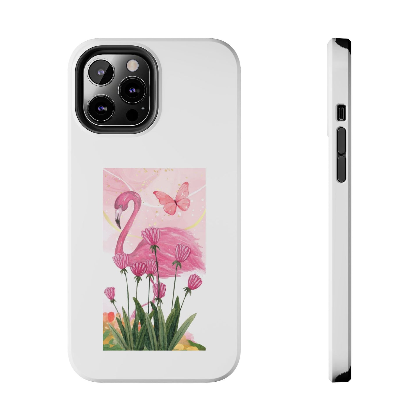 Flamingo & Butterfly - Tough iPhone Cases - Choose your Size