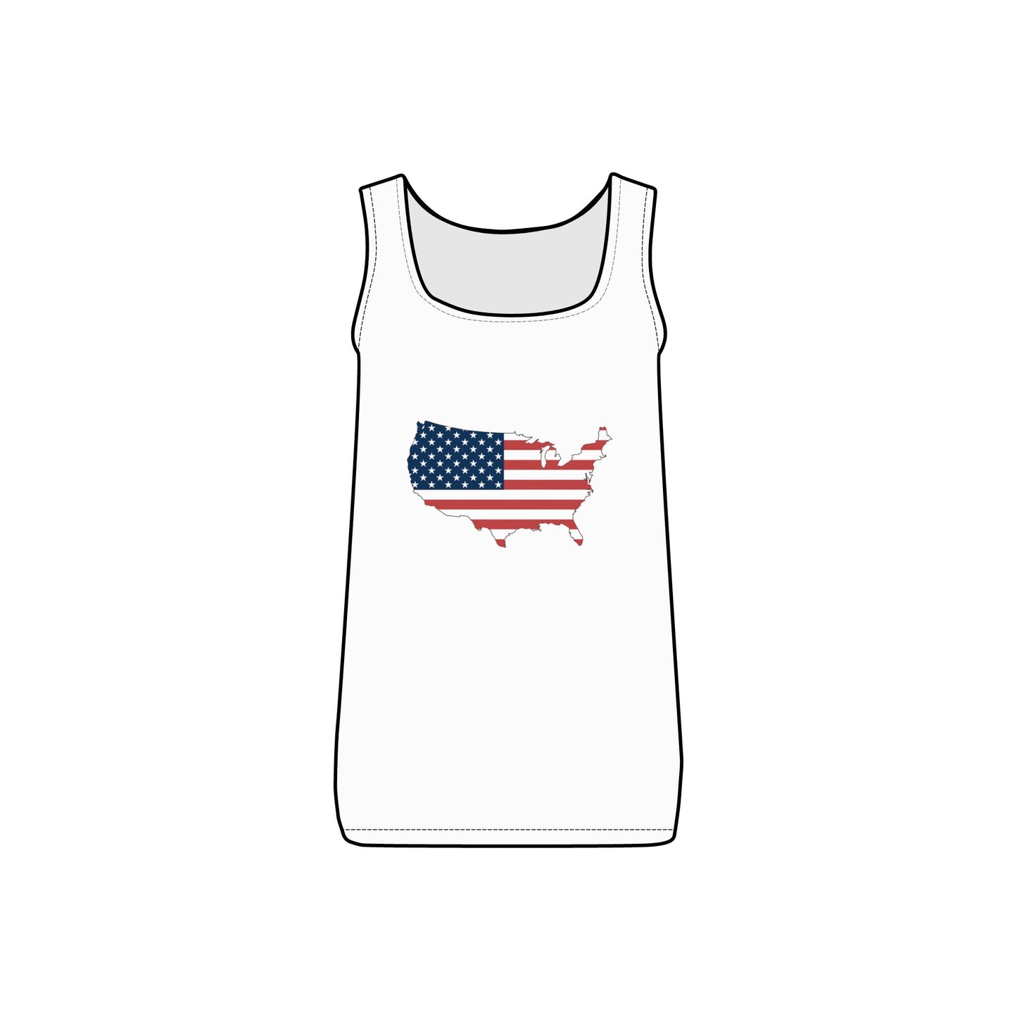 USA Map Flag Women's Micro Ribbed Tank | Patriotic Casual Summer Top, Beach Wear, Sleep Wear