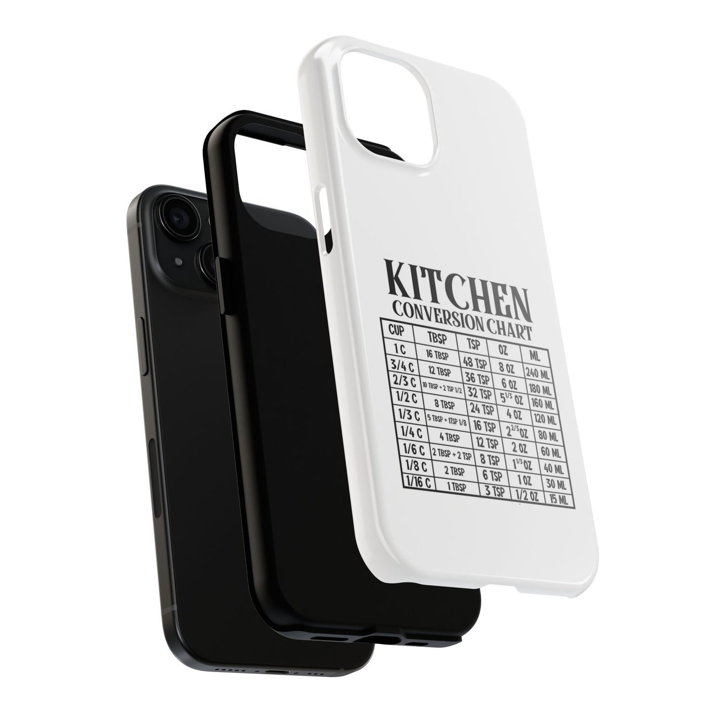 Kitchen Conversion Chart - Tough iPhone Cases - Choose your Size