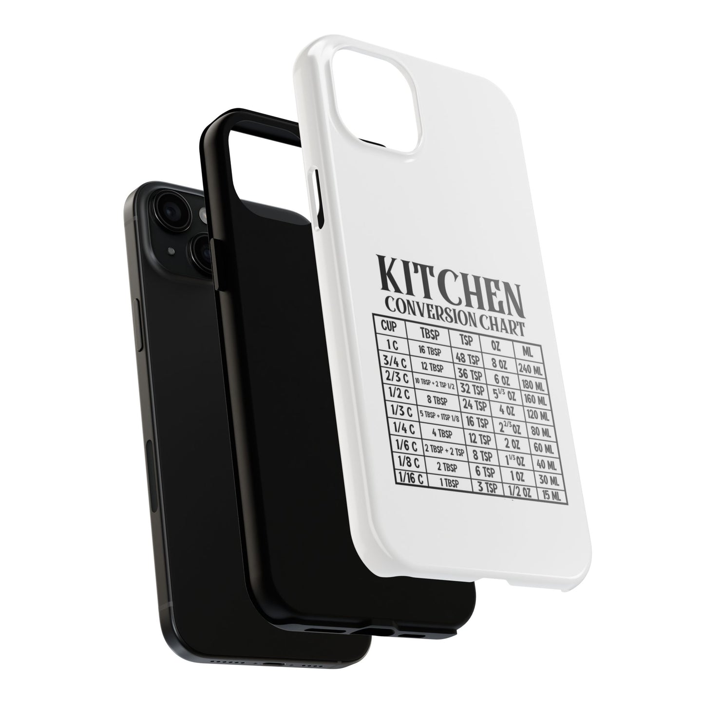 Kitchen Conversion Chart - Tough iPhone Cases - Choose your Size