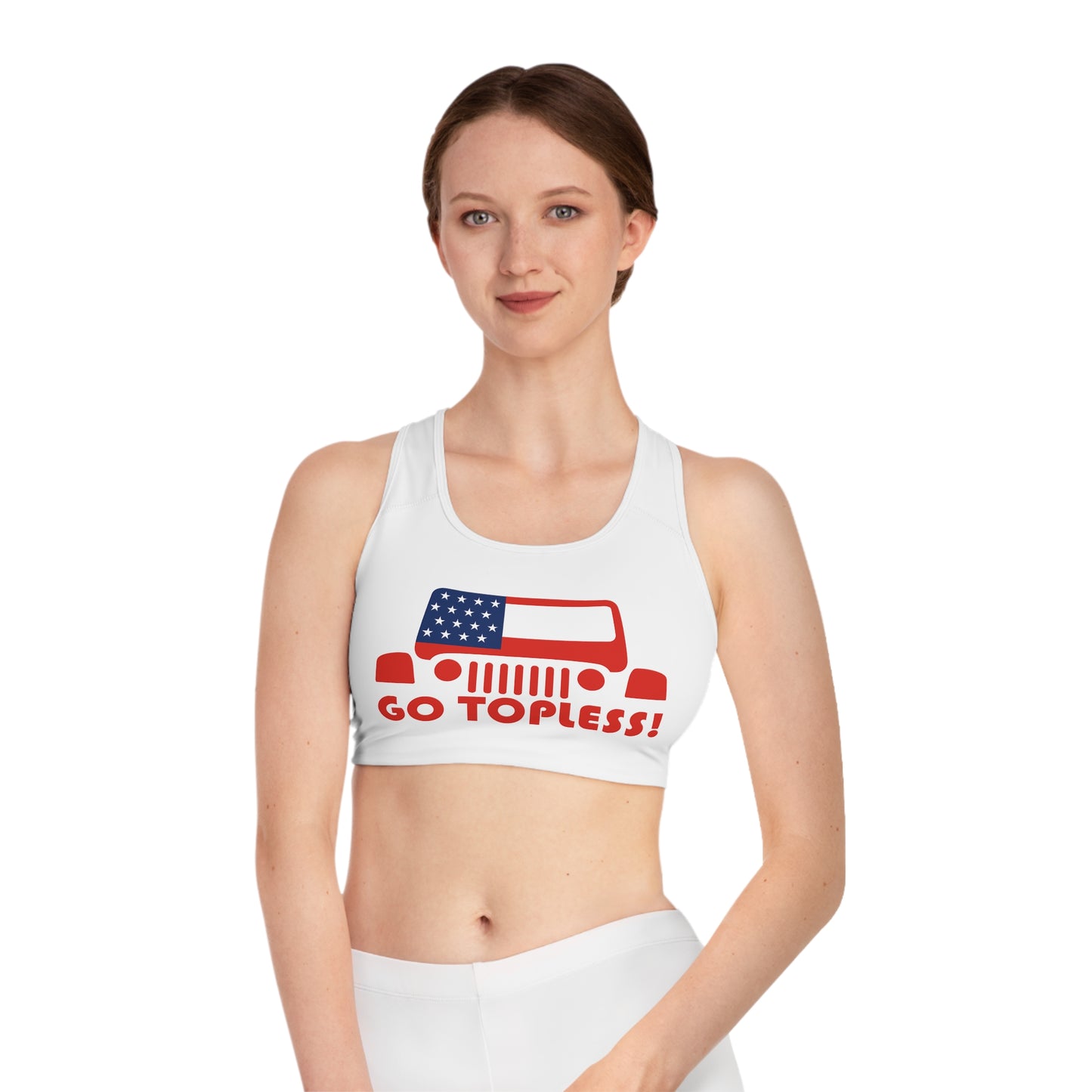 Jeep Go Topless- Sports Bra, Cute Workout Top, Fitness Apparel, Jeep Lover Gift, Activewear for the Gym or Yoga