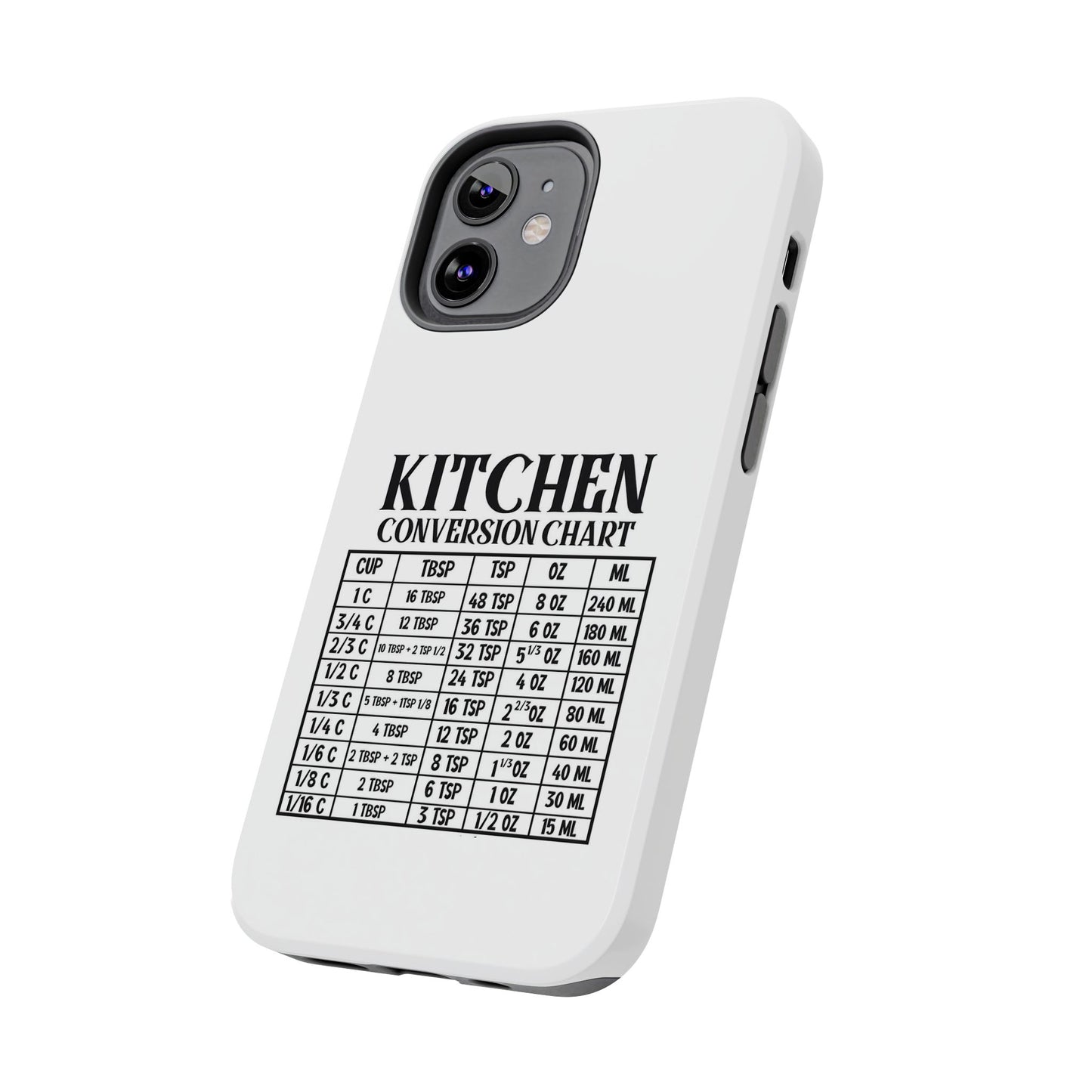 Kitchen Conversion Chart - Tough iPhone Cases - Choose your Size