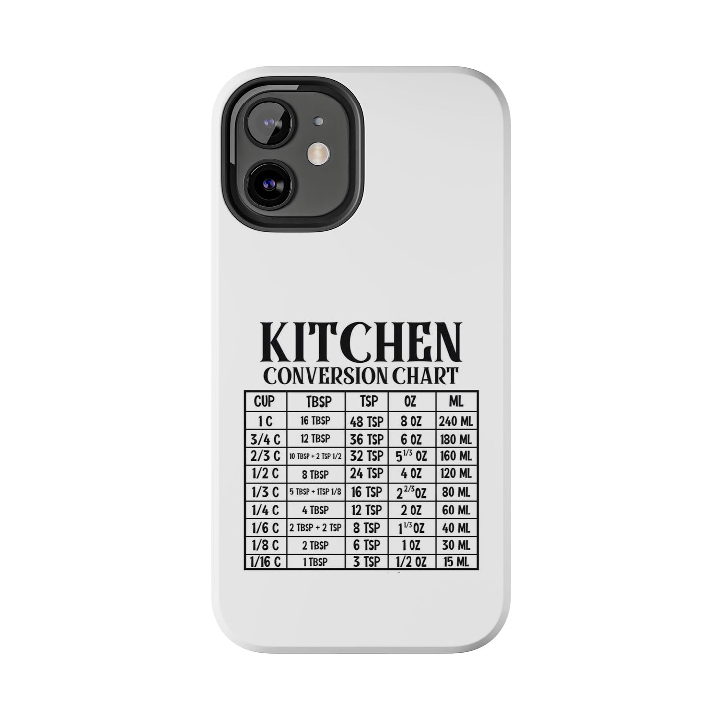 Kitchen Conversion Chart - Tough iPhone Cases - Choose your Size