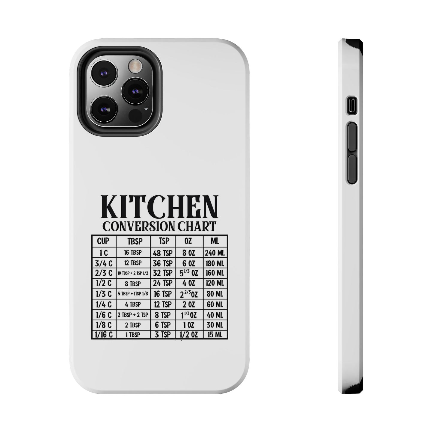 Kitchen Conversion Chart - Tough iPhone Cases - Choose your Size