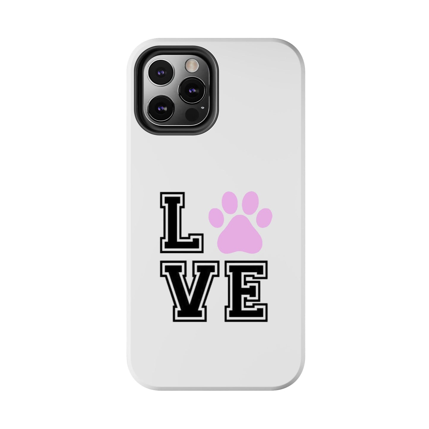 Love Pink Paw Print - Tough iPhone Cases - Choose your Size
