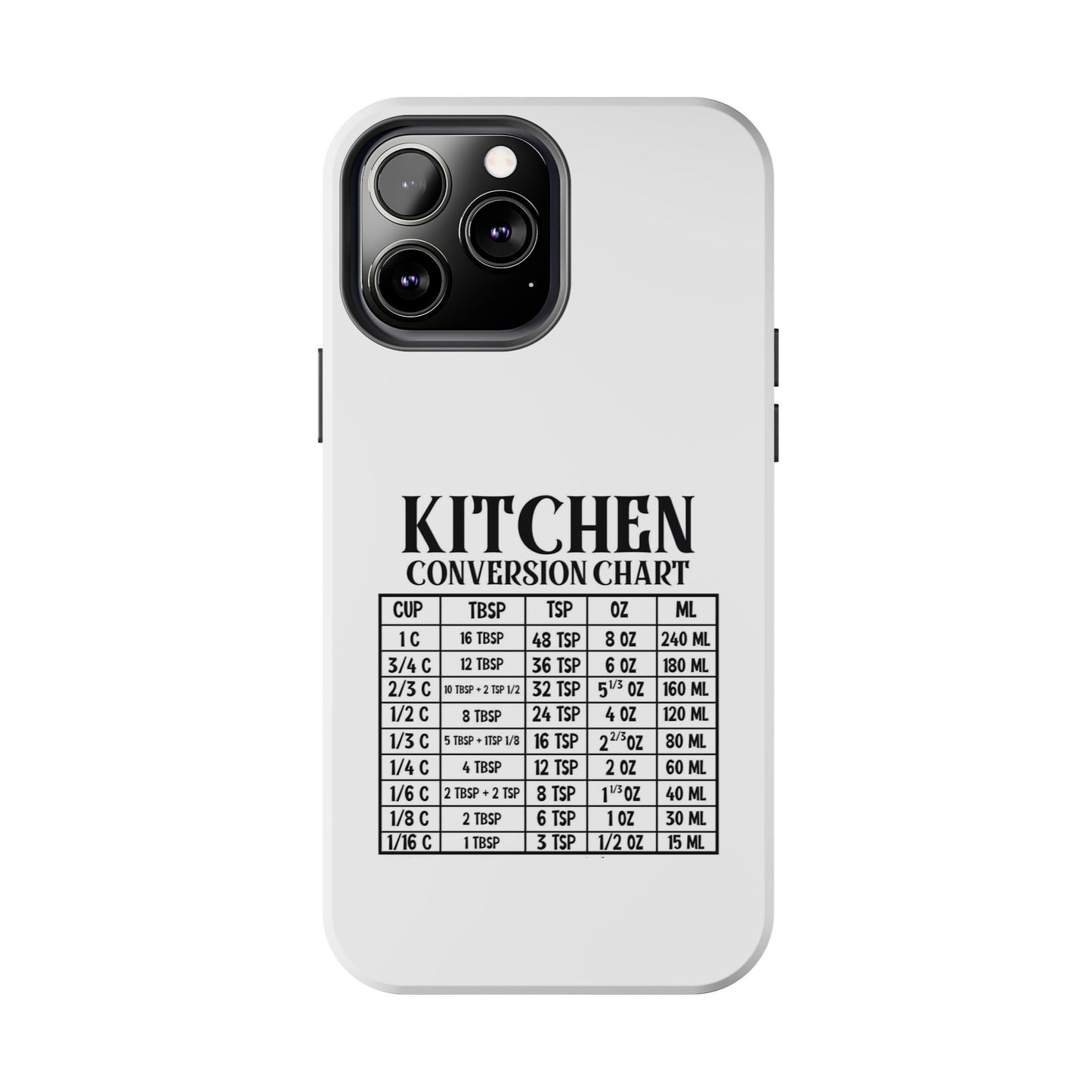 Kitchen Conversion Chart - Tough iPhone Cases - Choose your Size